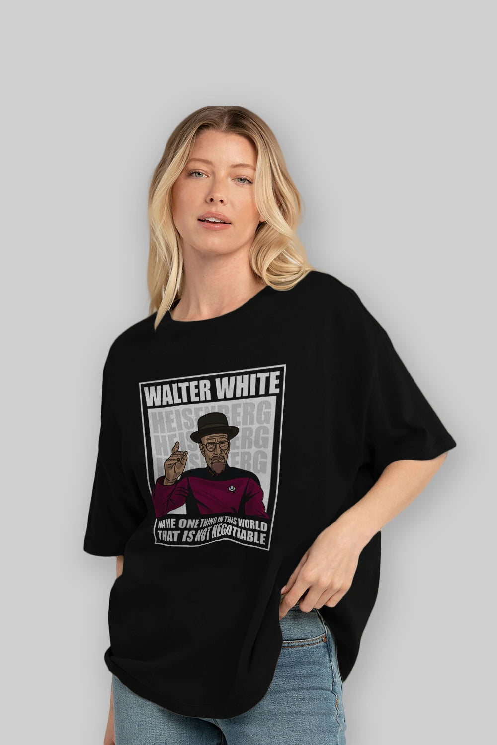 Captain Pixard Heisenberg Ön Baskılı Oversize t-shirt Erkek Kadın Unisex %100 Pamuk tişort