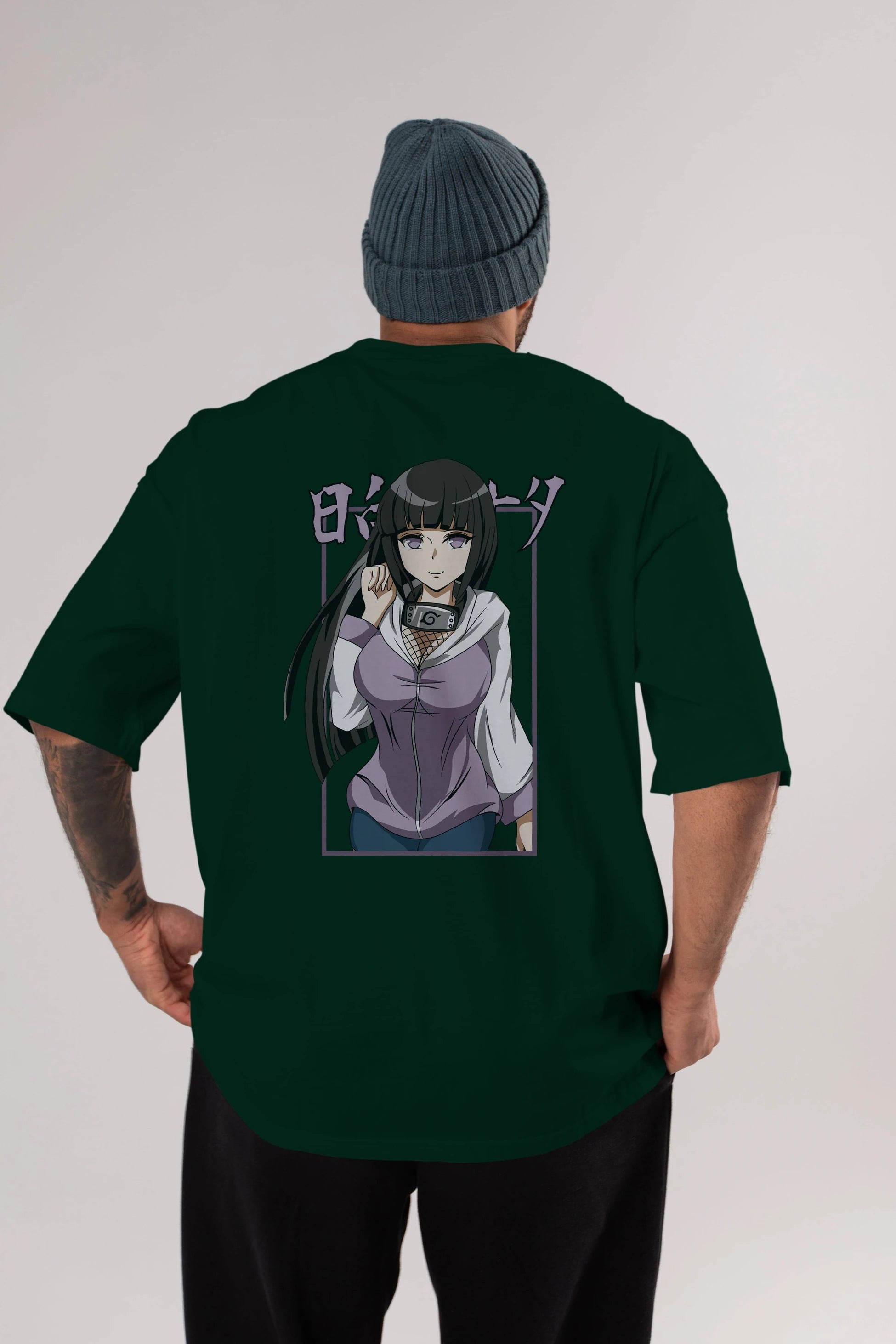 Hinata NARUTO Anime Arka Baskılı Oversize t-shirt Erkek Kadın Unisex