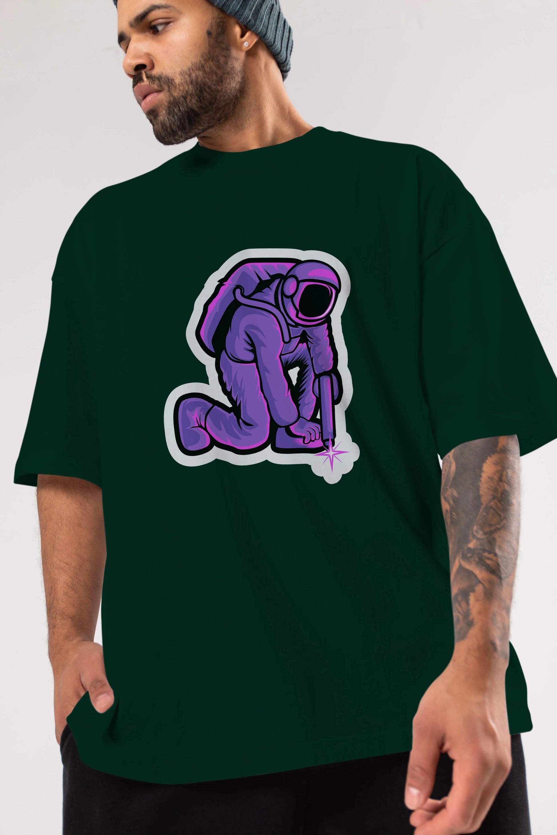 Welding in Space Sticker Ön Baskılı Oversize t-shirt Erkek Kadın Unisex