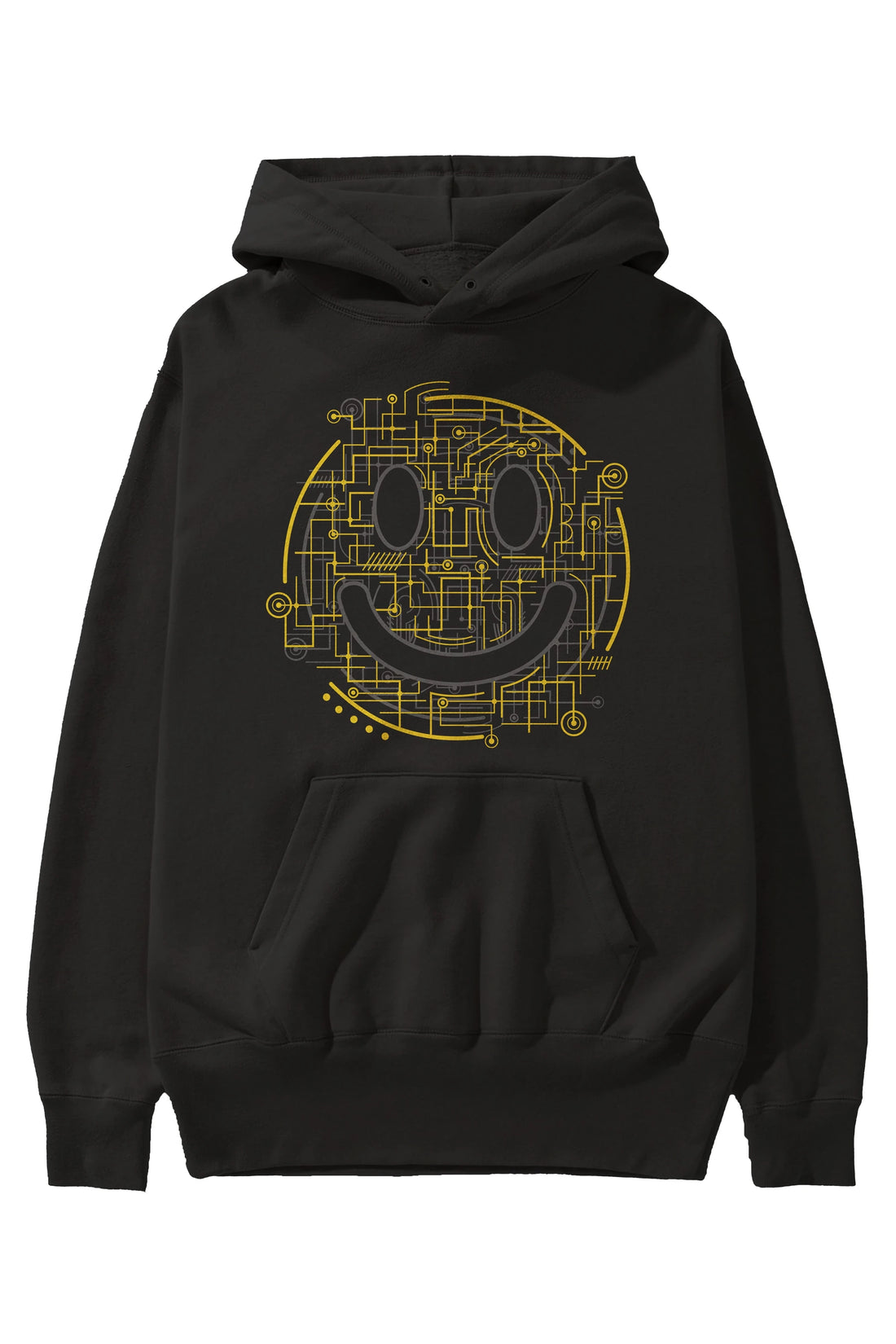 Electric Smiley Ön Baskılı Hoodie Oversize Kapüşonlu Sweatshirt Erkek Kadın Unisex