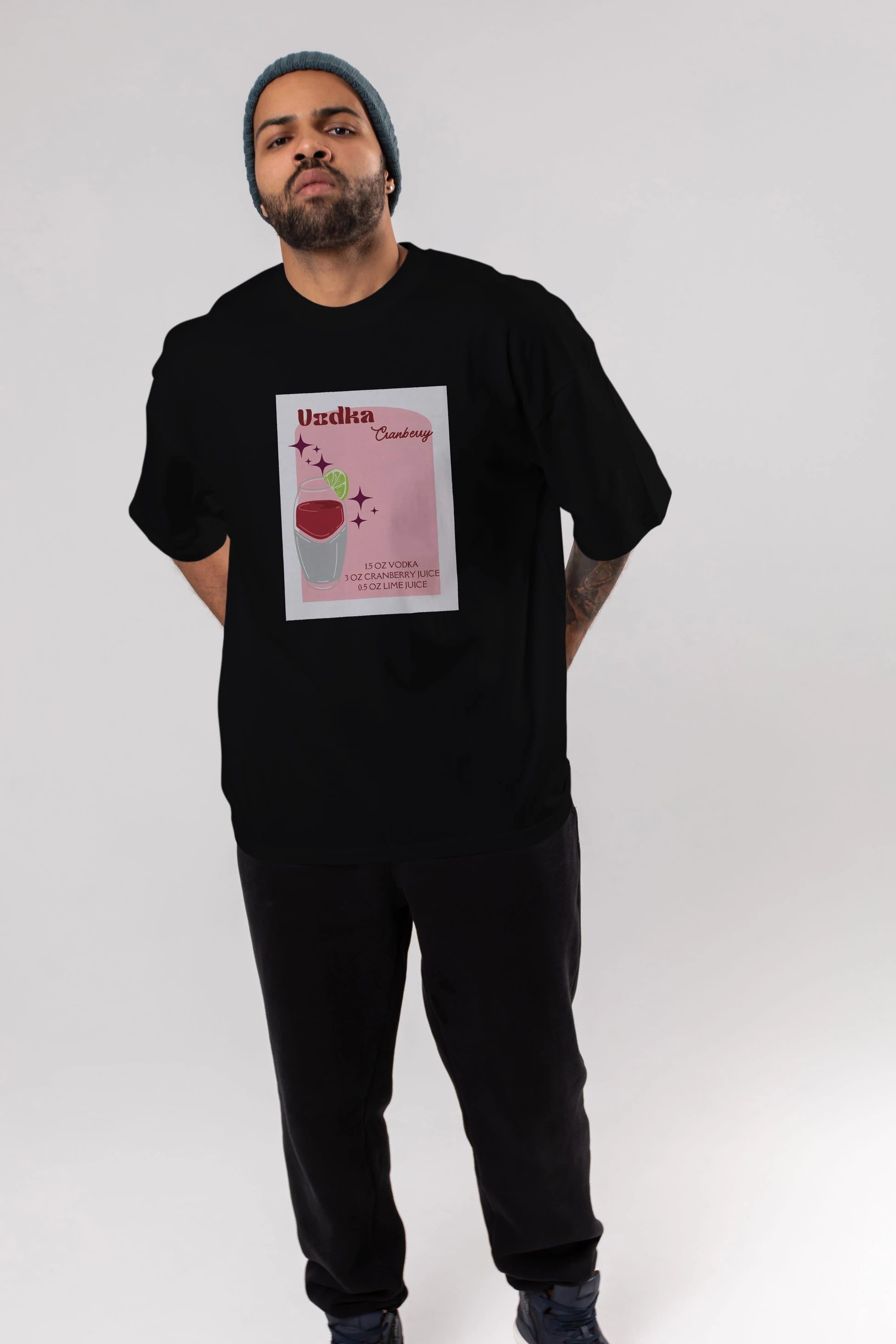 Vodka Cranberry 2 Ön Baskılı Oversize t-shirt Erkek Kadın Unisex %100 Pamuk Bisiklet Yaka tişort