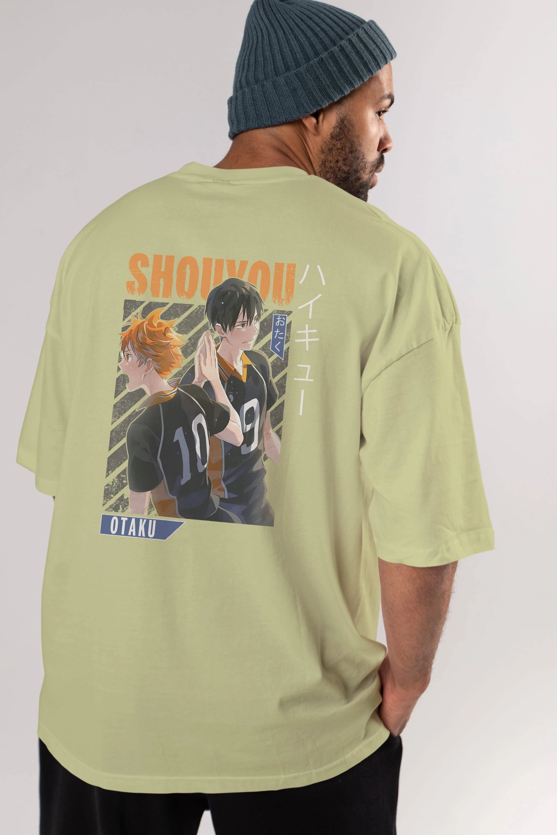 Shouyou Hinata 12 Anime Arka Baskılı Oversize t-shirt Erkek Kadın Unisex