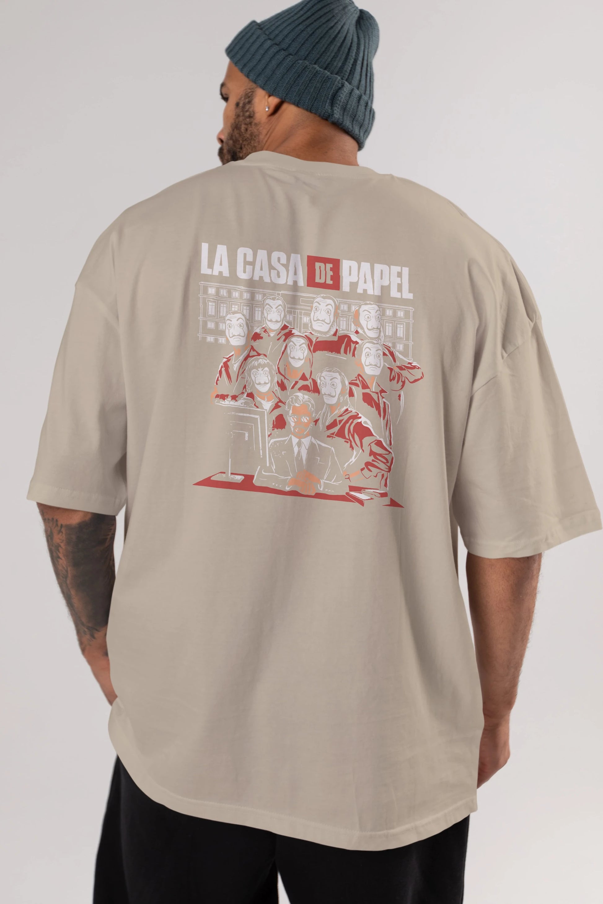 La Casa De Papel (5) Arka Baskılı Oversize t-shirt Erkek Kadın Unisex %100 Pamuk Bisiklet Yaka tişort