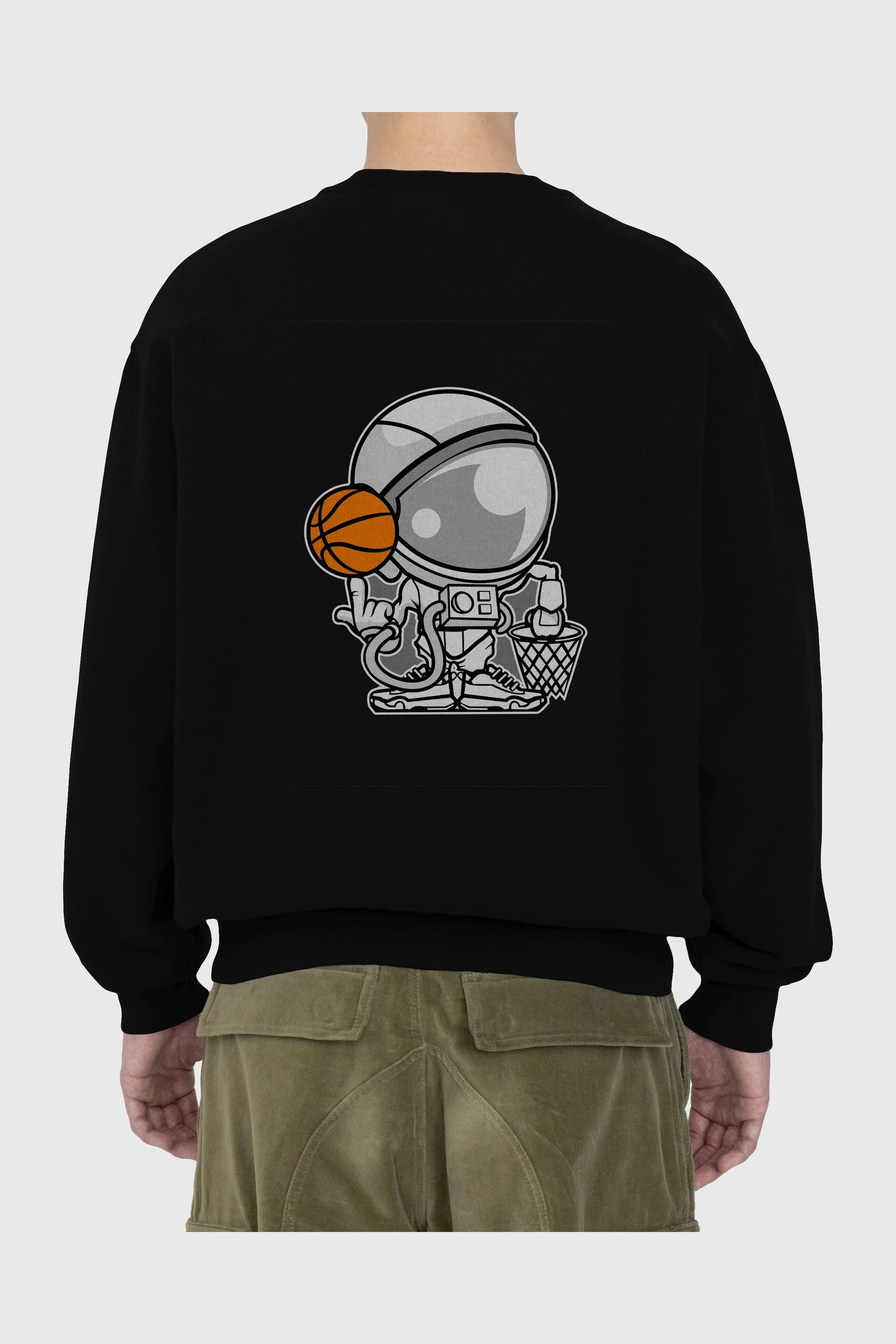 Astronaut Basketball Arka Baskılı Oversize Sweatshirt Erkek Kadın Unisex