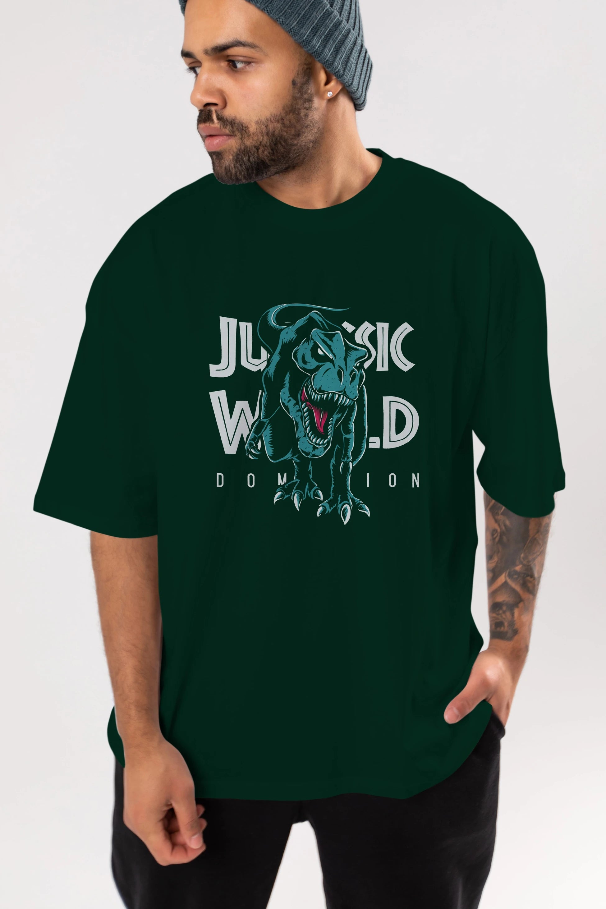 Jurassic Park (1) Ön Baskılı Oversize t-shirt Erkek Kadın Unisex %100 Pamuk Bisiklet Yaka tişort