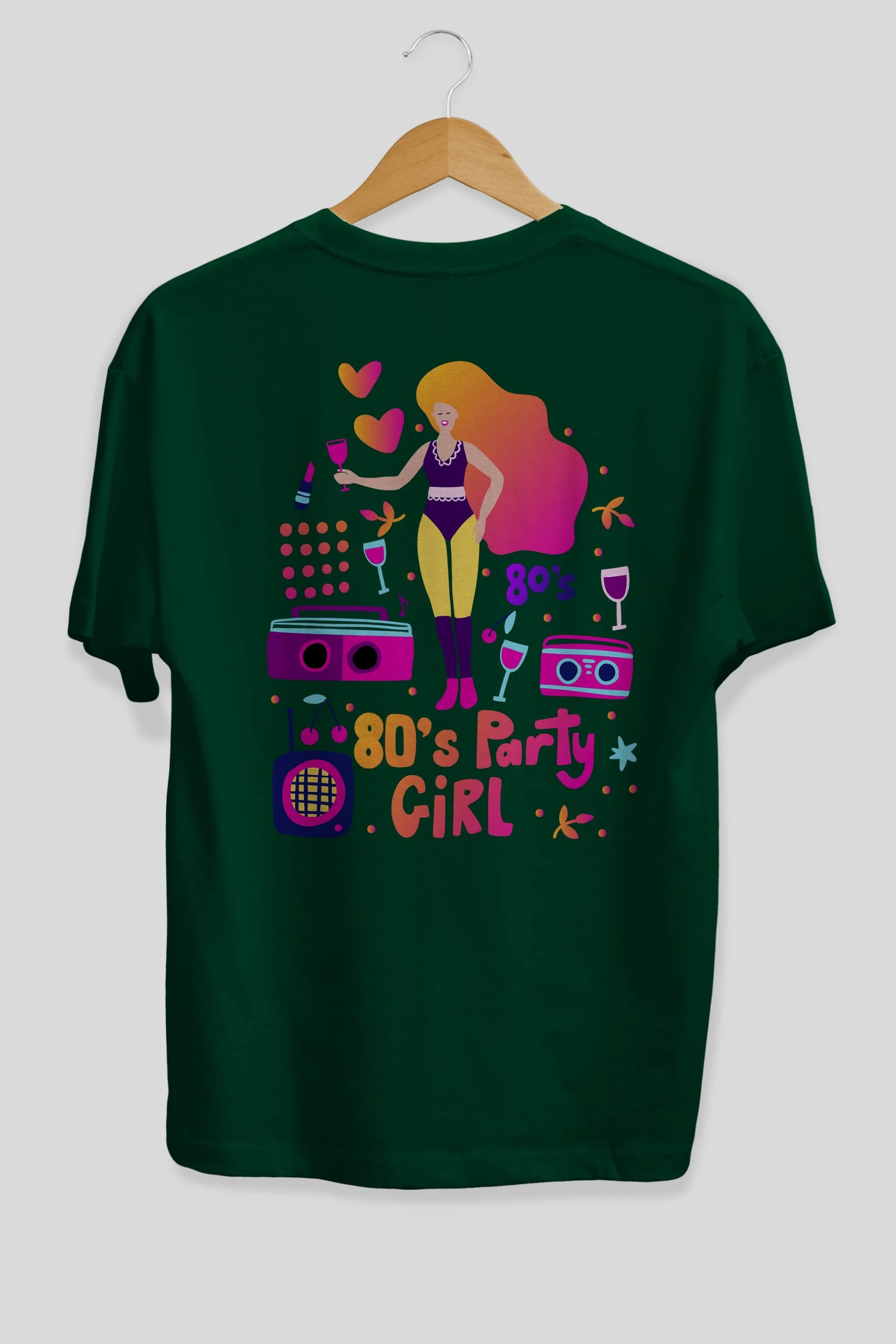 Retro Girl Party Arka Baskılı Oversize t-shirt Erkek Kadın Unisex