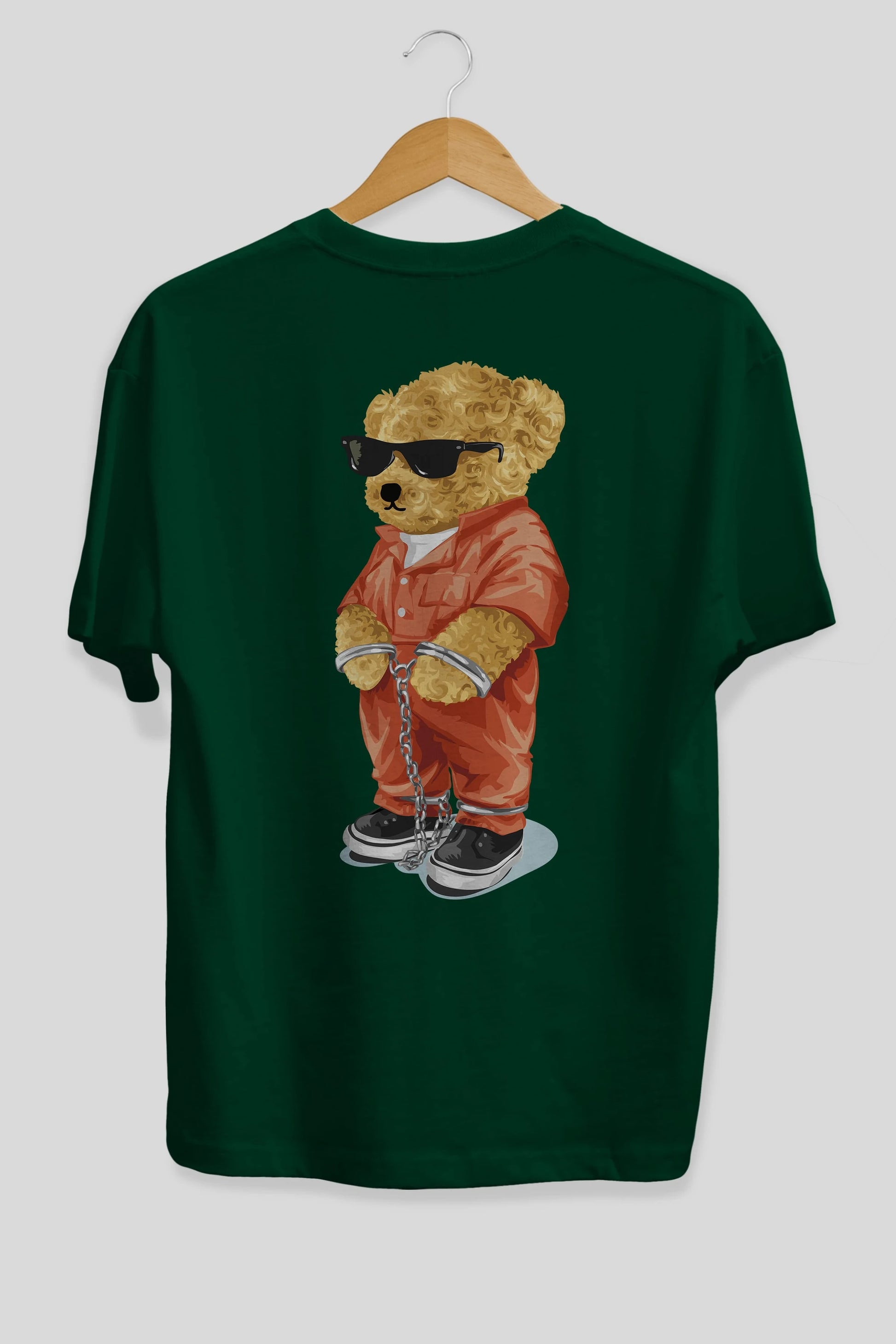 Teddy Bear Kodes Arka Baskılı Oversize t-shirt Erkek Kadın Unisex %100 Pamuk