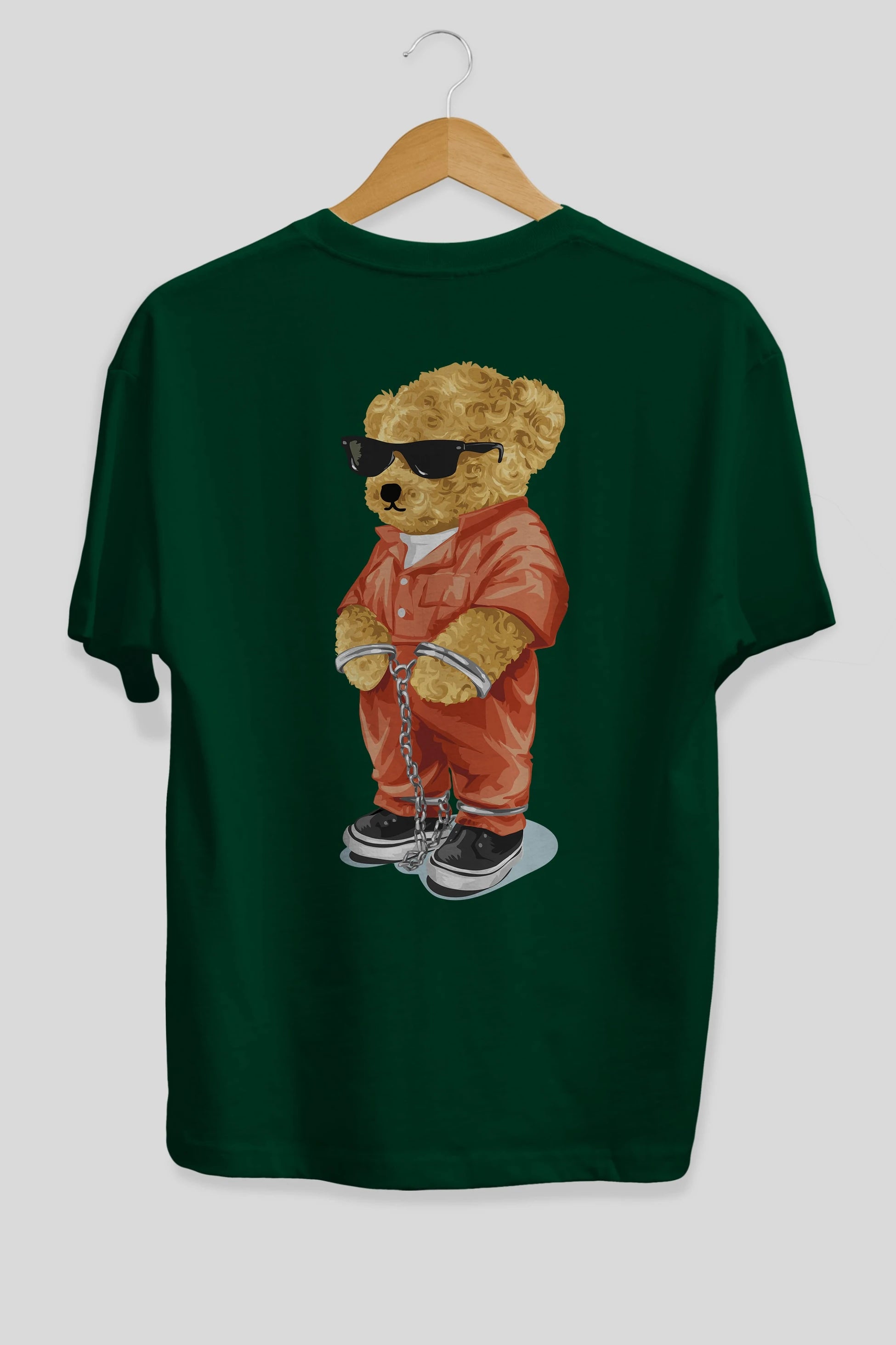 Teddy Bear Kodes Arka Baskılı Oversize t-shirt Erkek Kadın Unisex %100 Pamuk