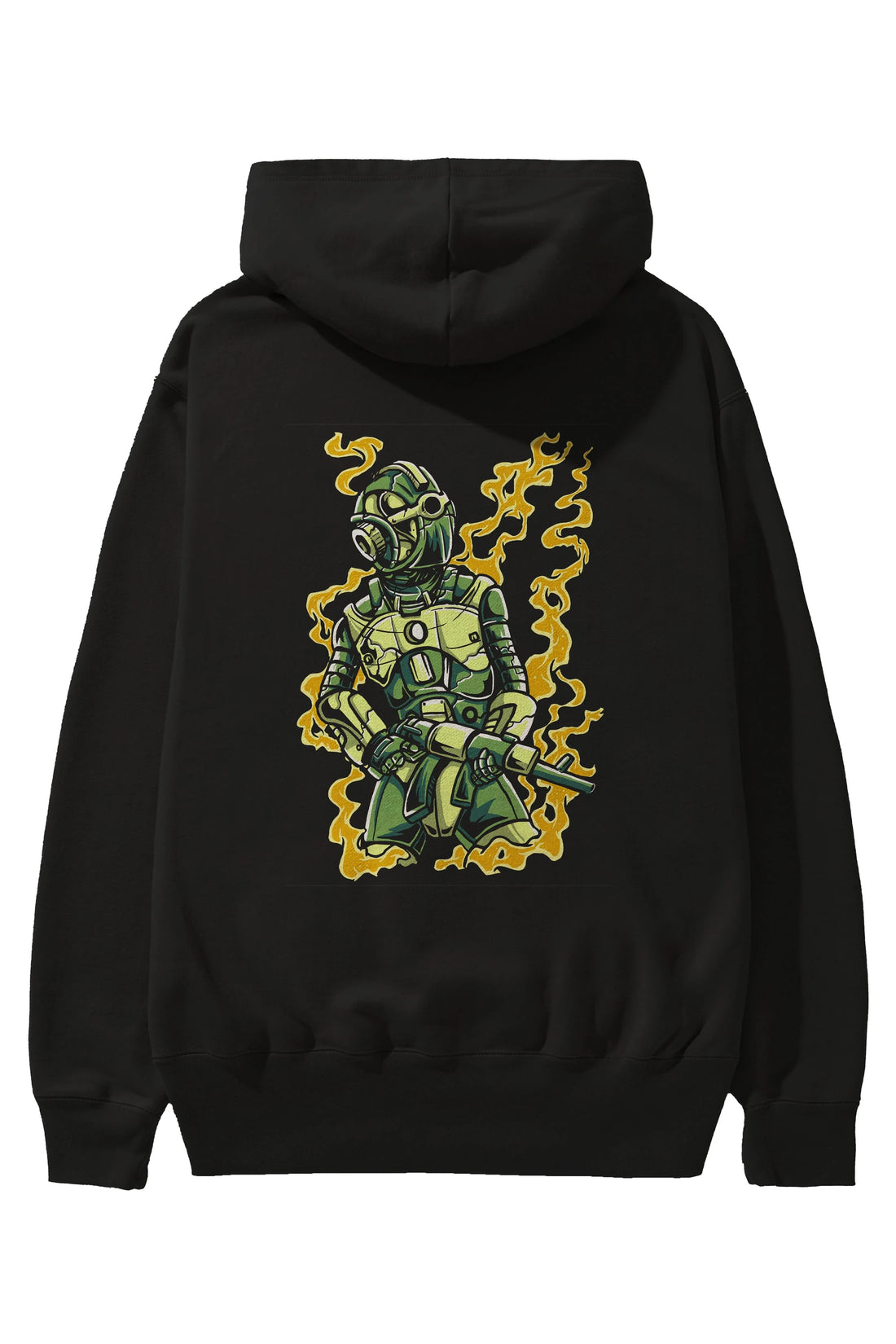 Robot Soldier Arka Baskılı Hoodie Oversize Kapüşonlu Sweatshirt Erkek Kadın Unisex