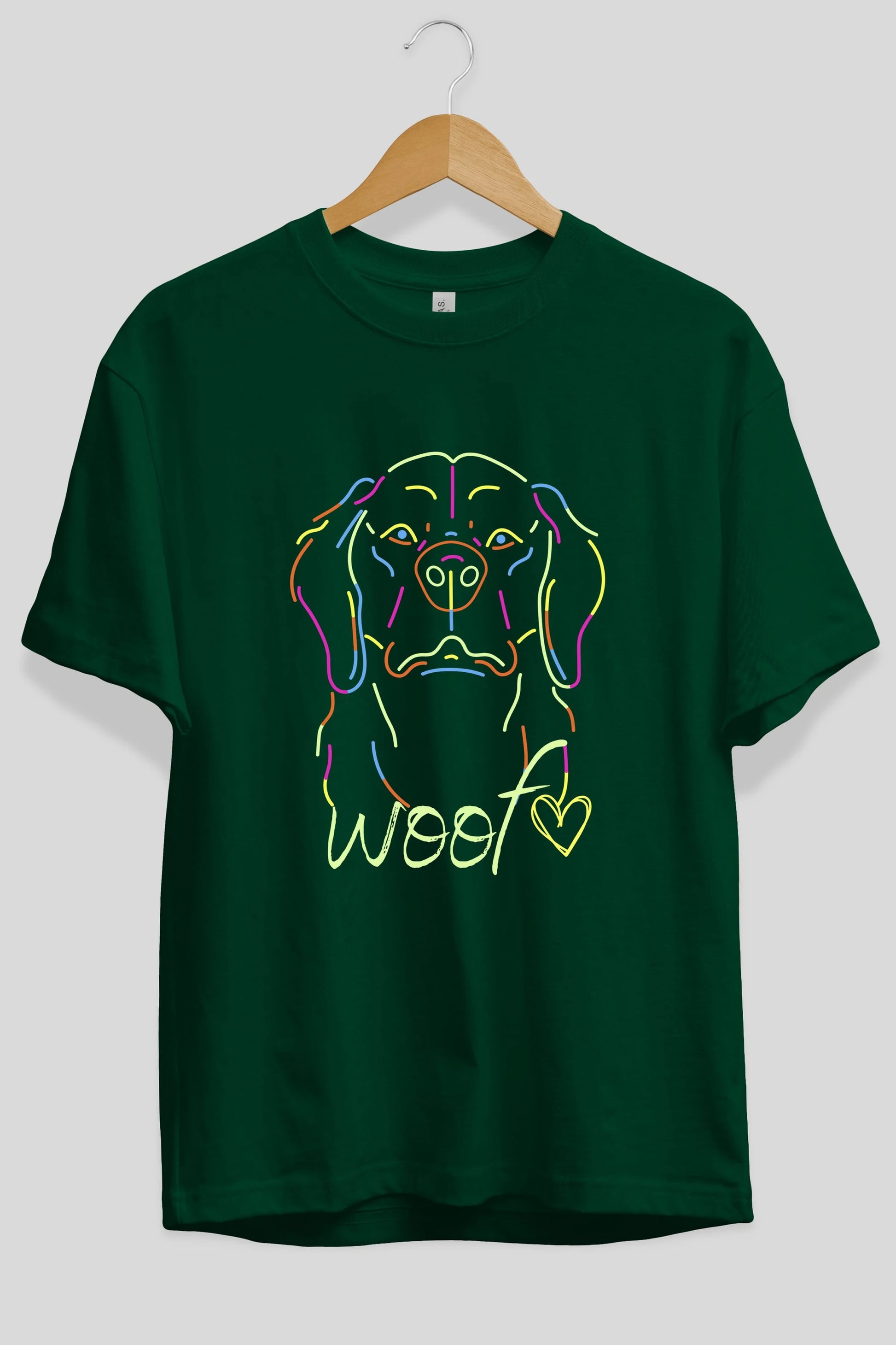Neon Dog Ön Baskılı Oversize t-shirt Erkek Kadın Unisex