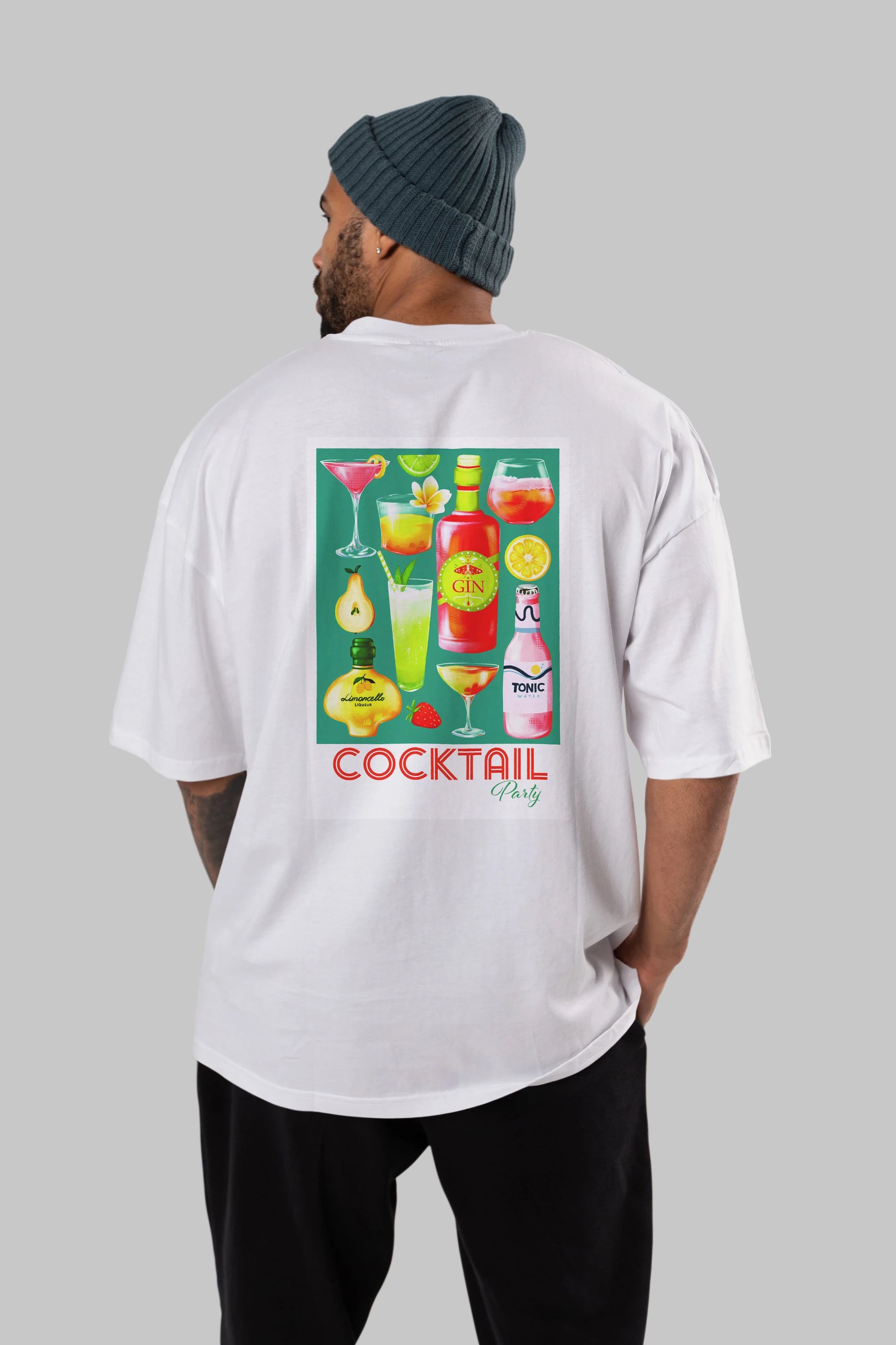 Cocktail Party 2 Arka Baskılı Oversize t-shirt Erkek Kadın Unisex %100 Pamuk Bisiklet Yaka tişort