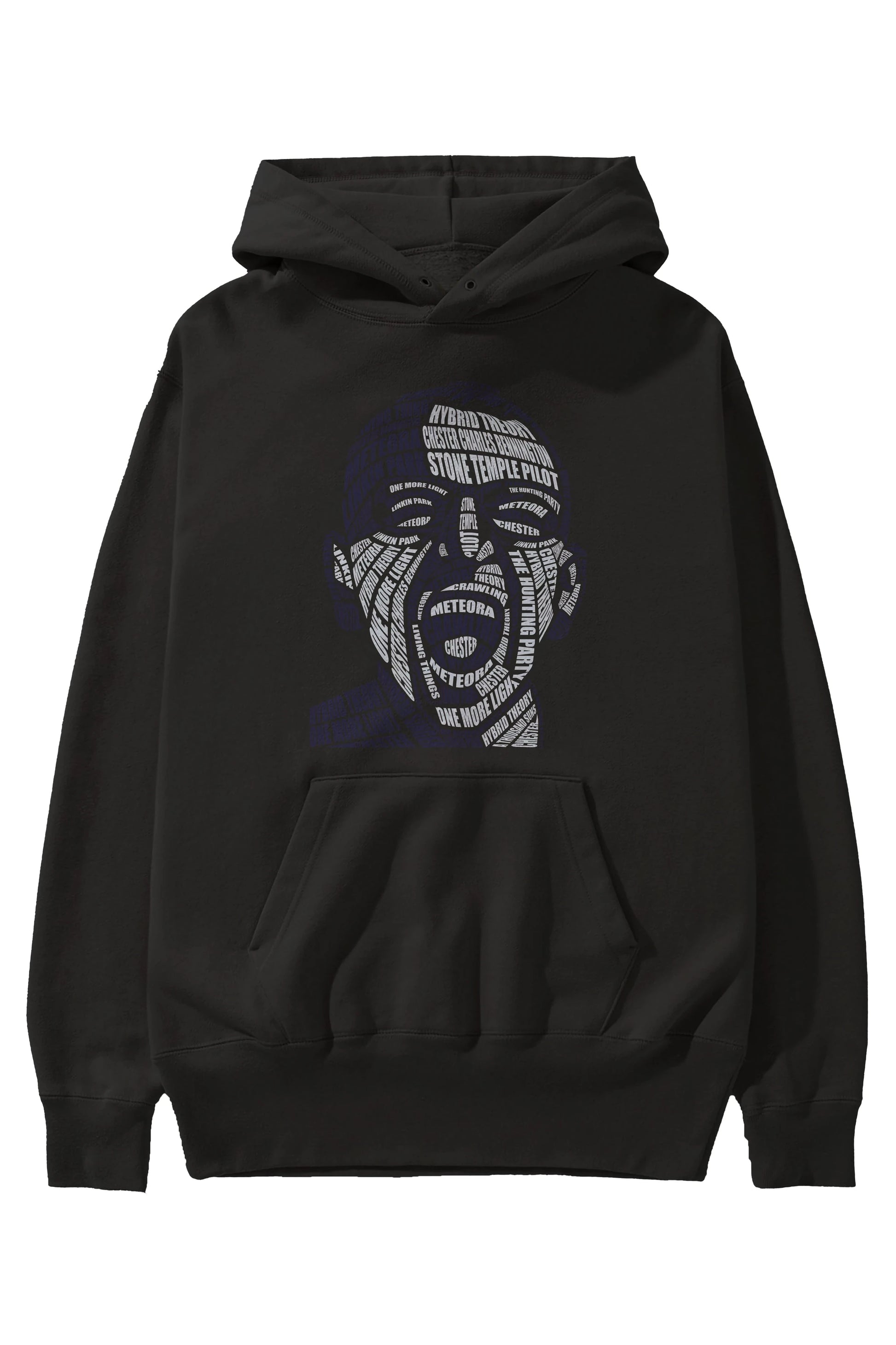 Chester Bennington Calligram Ön Baskılı Hoodie Oversize Kapüşonlu Sweatshirt Erkek Kadın Unisex