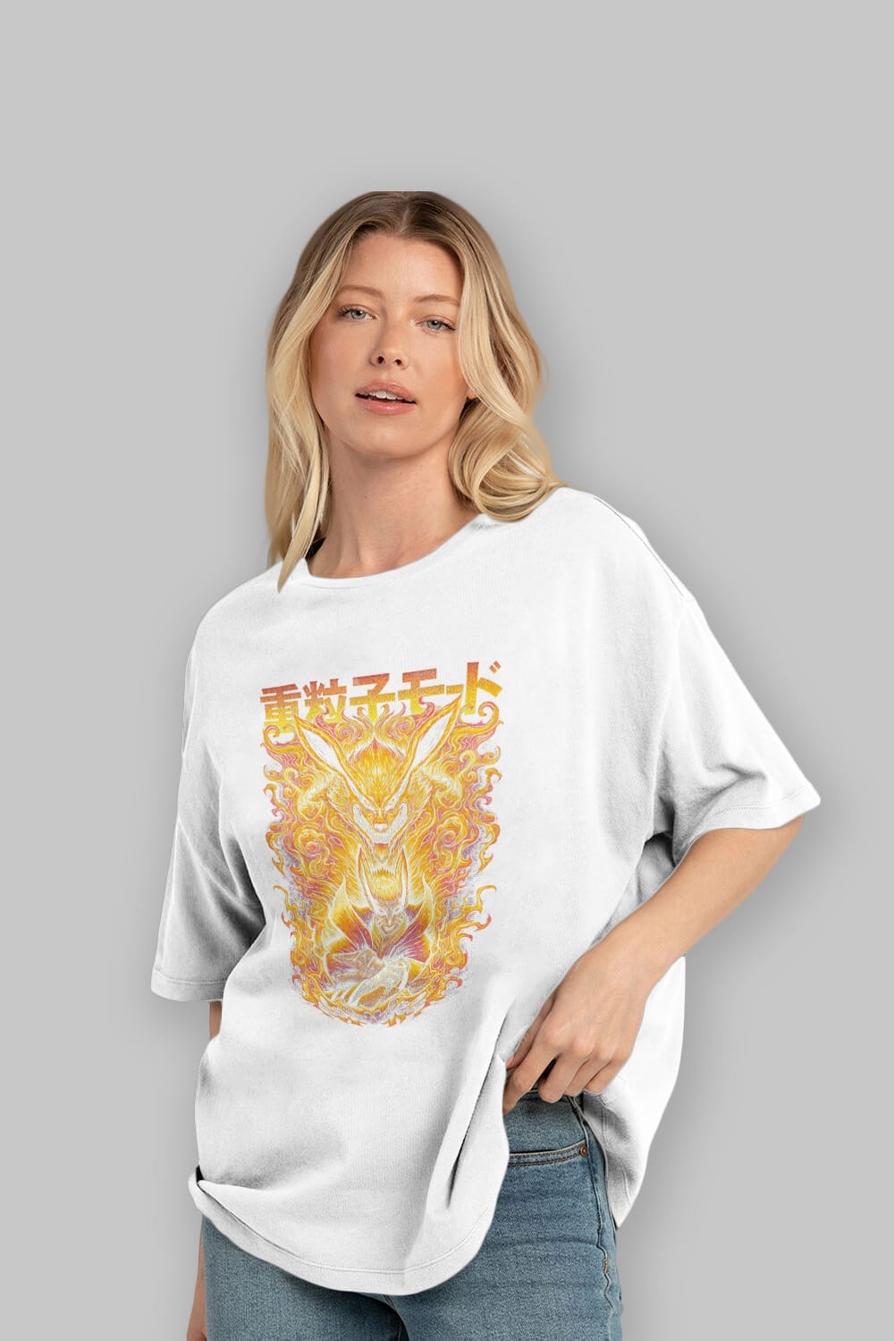 NARUTO KYUUBI 1 Anime Ön Baskılı Oversize t-shirt %100 pamuk Erkek Kadın Unisex