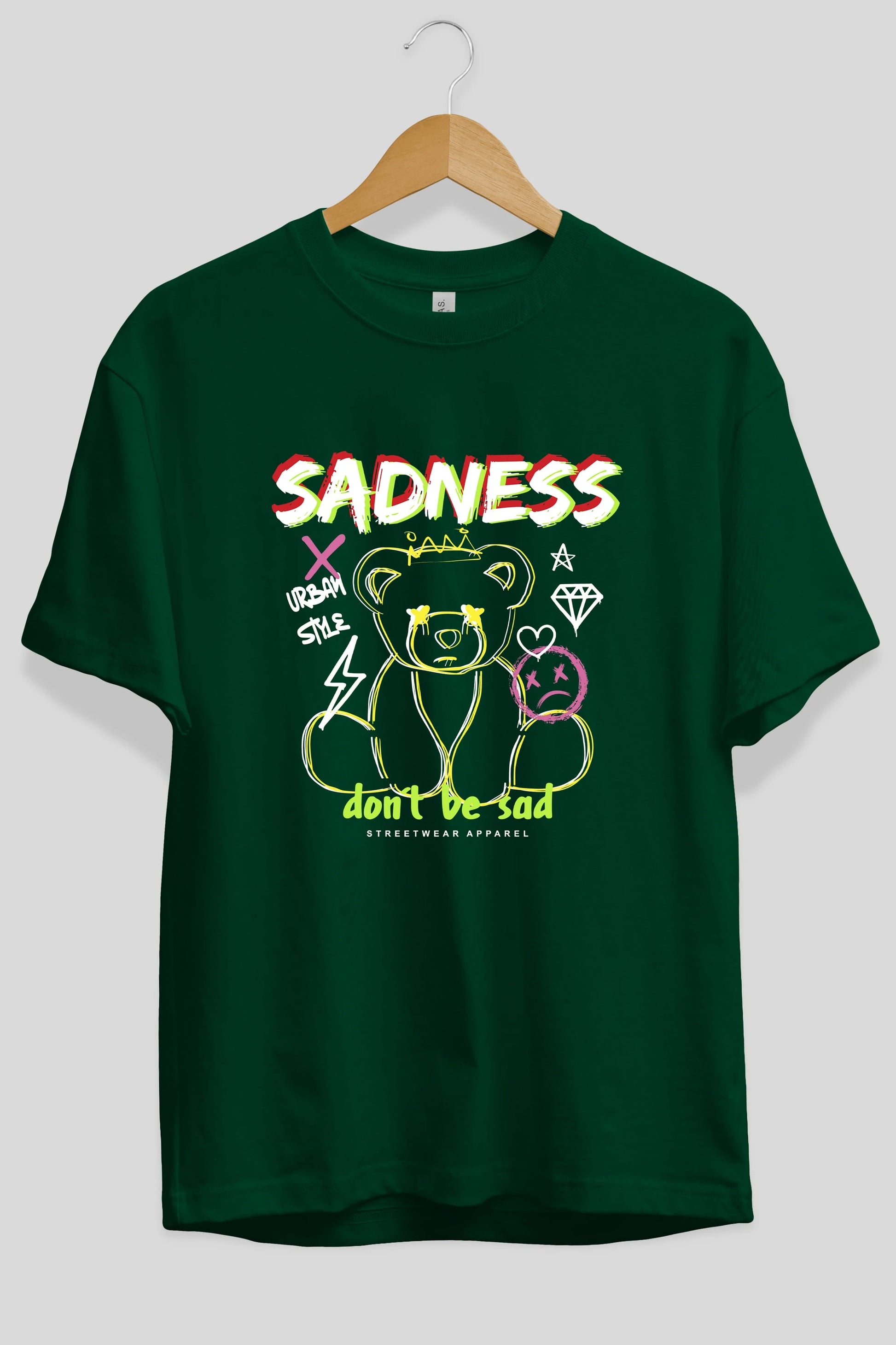 Teddy Bear Sadness Ön Baskılı Oversize t-shirt Erkek Kadın Unisex