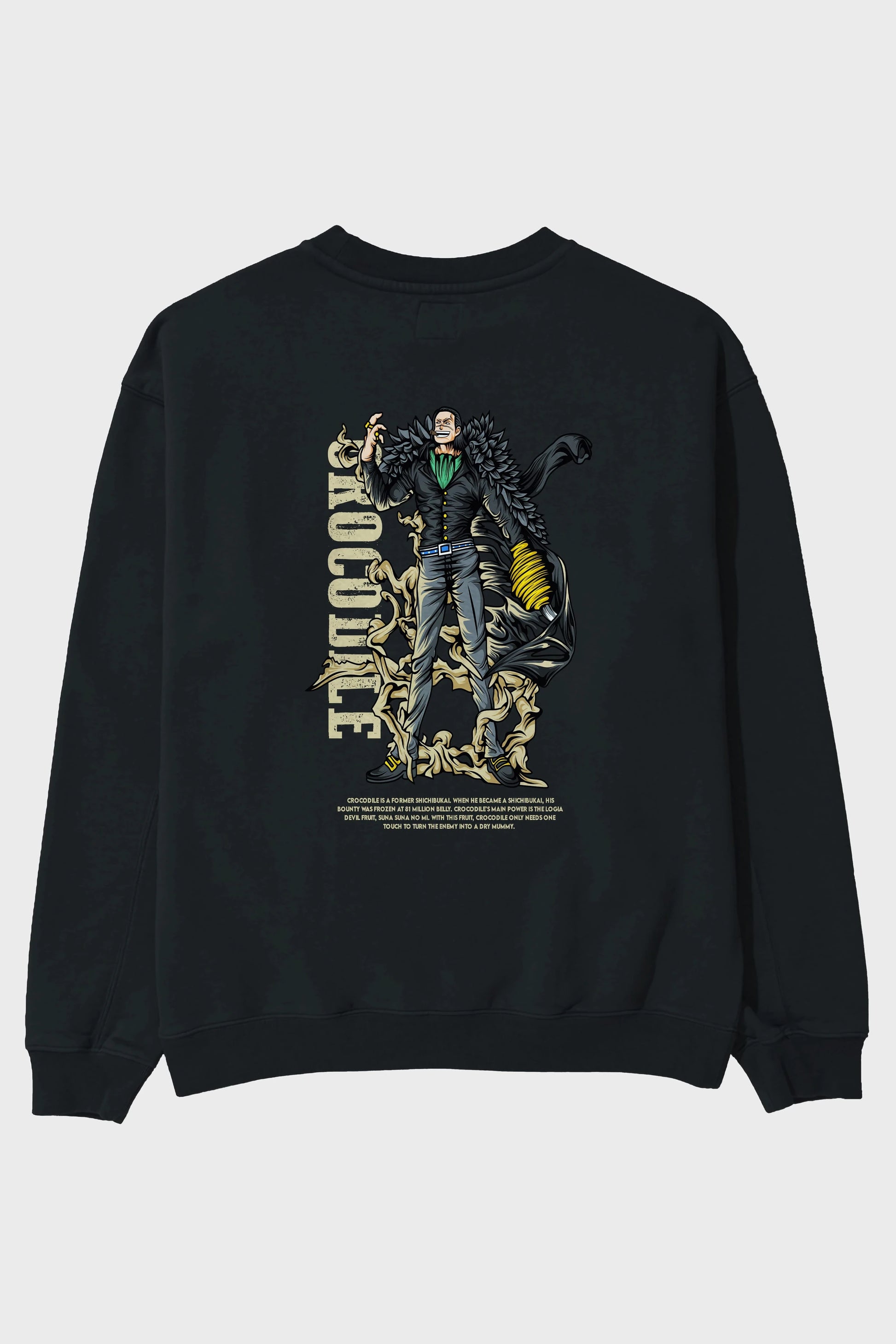 Crocodile Anime Arka Baskılı Oversize Sweatshirt Erkek Kadın Unisex
