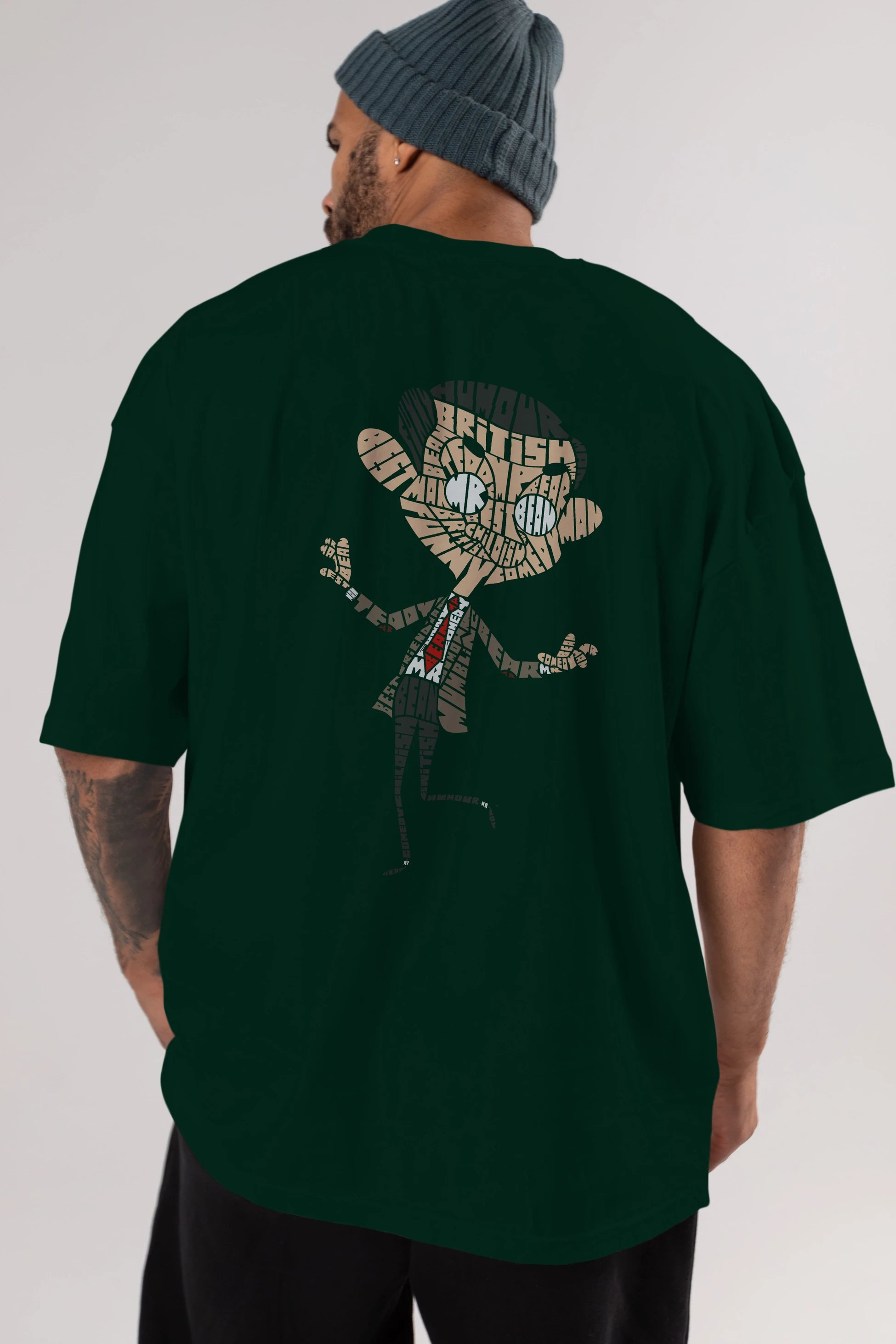 Mr Bean Arka Baskılı Oversize t-shirt %100 pamuk Erkek Kadın Unisex