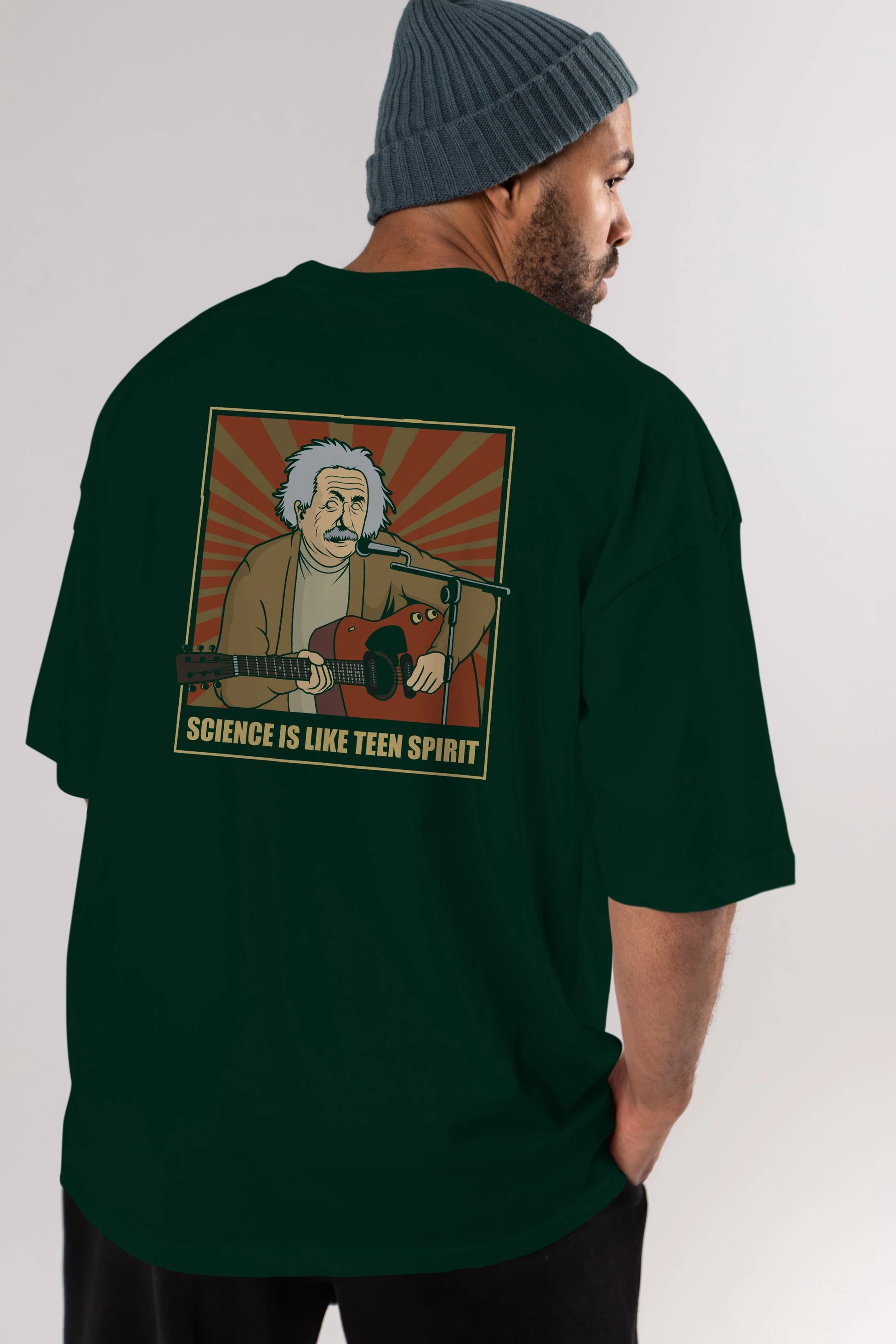 Kurt Einstein Arka Baskılı Oversize t-shirt Erkek Kadın Unisex %100 Pamuk tişort