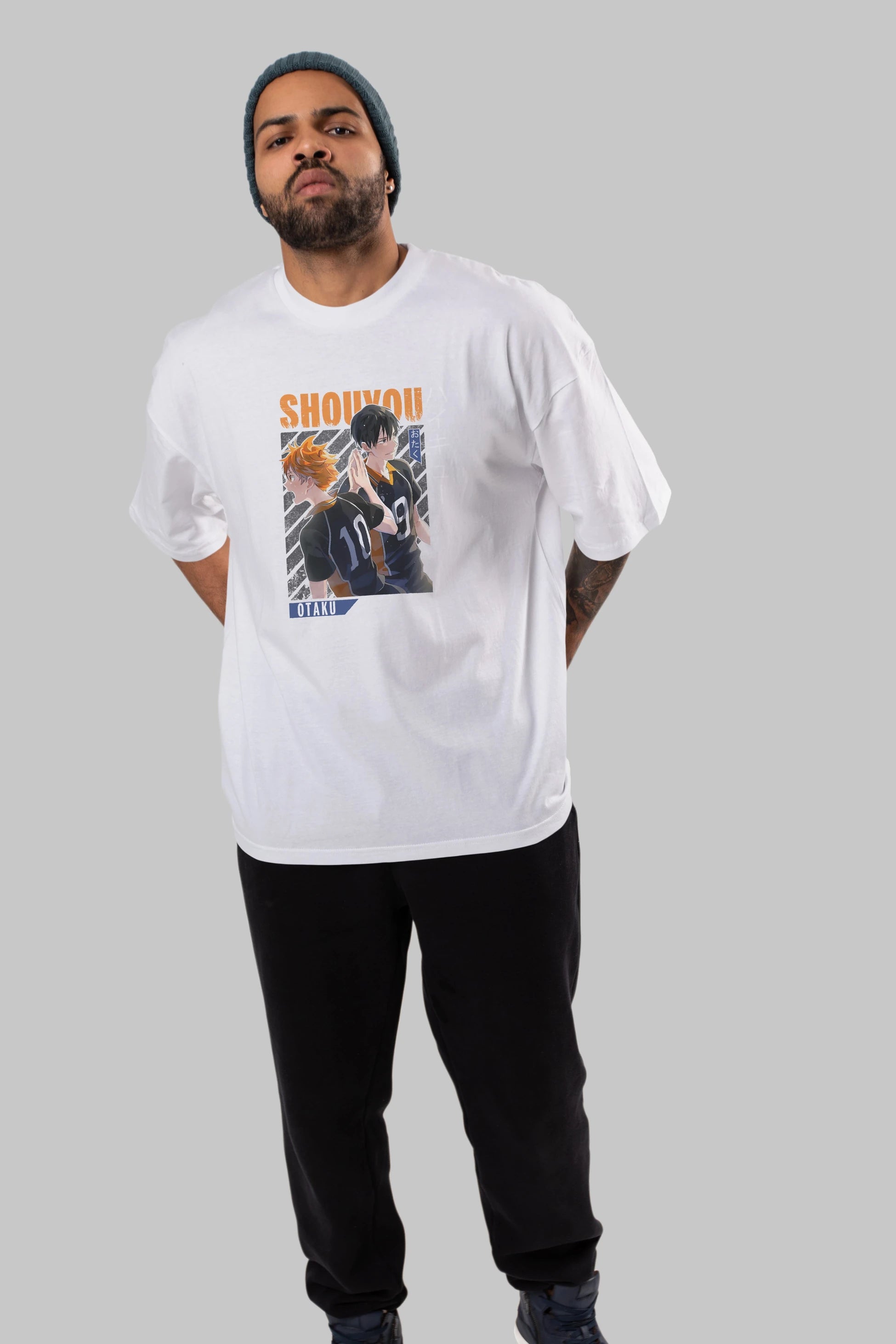 Shouyou Hinata 12 Anime Ön Baskılı Oversize t-shirt %100 pamuk Erkek Kadın Unisex