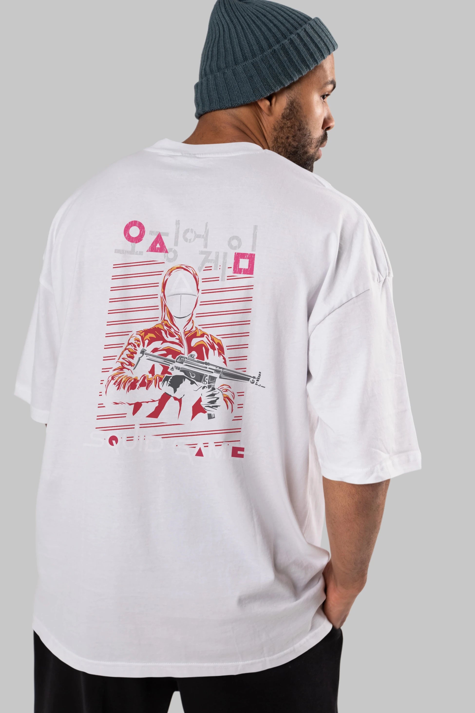 Squid Game (2) Arka Baskılı Oversize t-shirt Erkek Kadın Unisex %100 Pamuk Bisiklet Yaka tişort