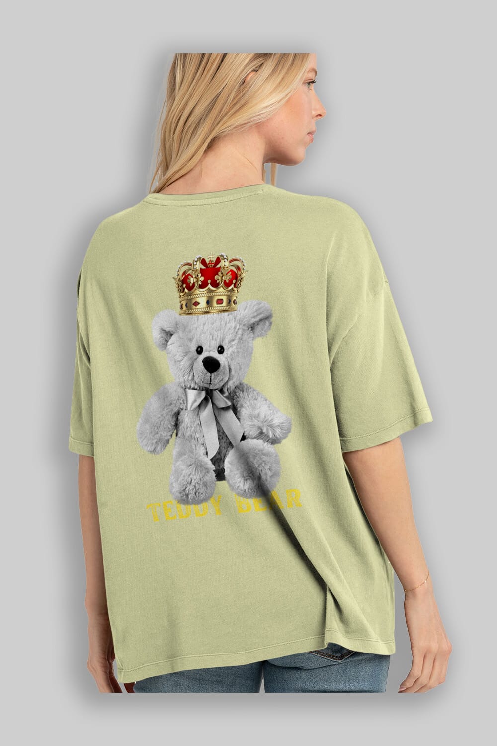 Teddy Bear Arka Baskılı Oversize t-shirt Erkek Kadın Unisex