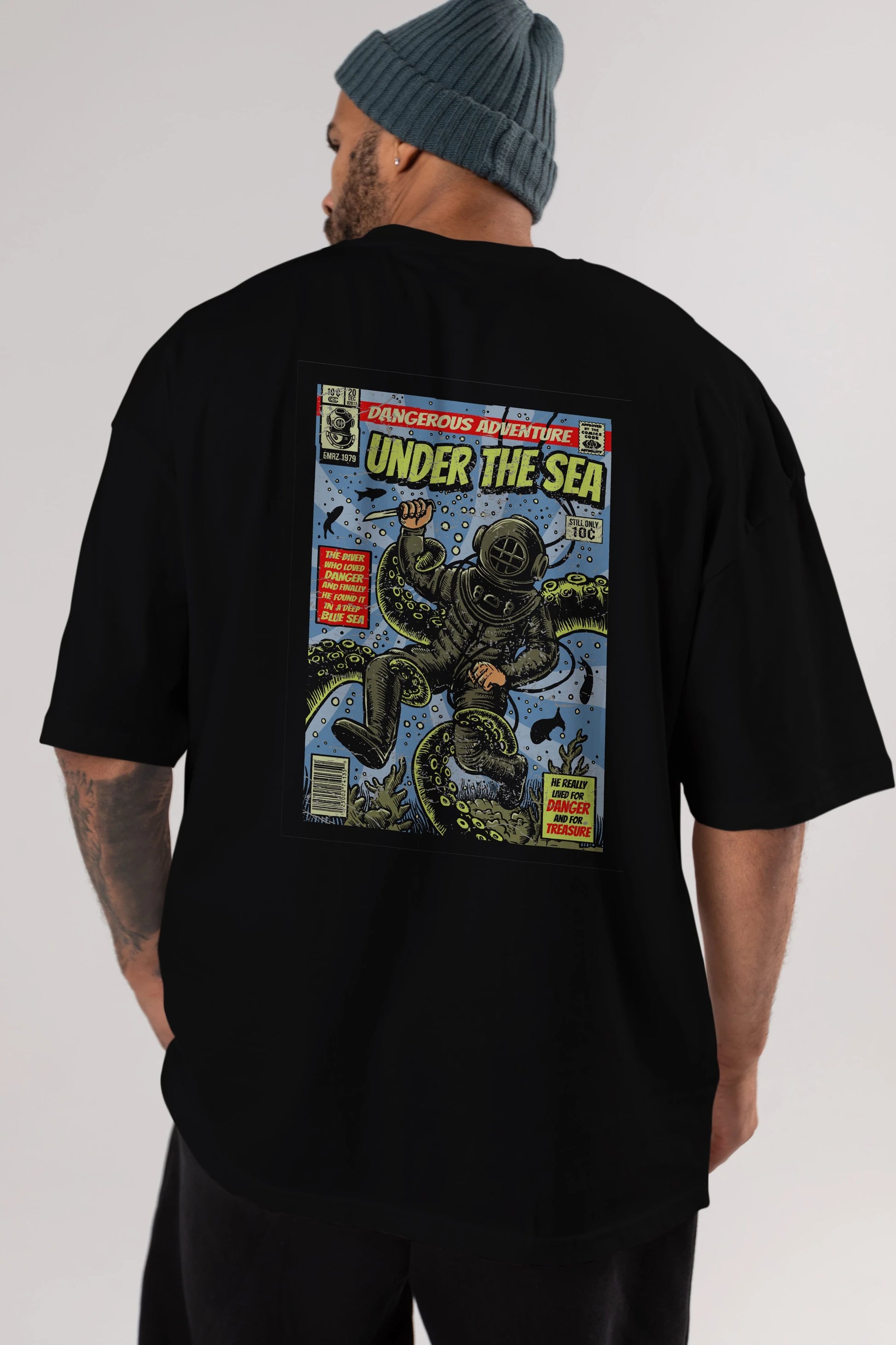 Under The Sea Arka Baskılı Oversize t-shirt Erkek Kadın Unisex %100 Pamuk