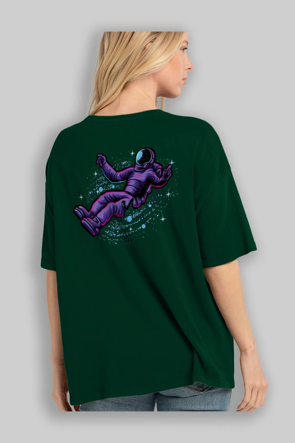 Having fun in outer space Arka Baskılı Oversize t-shirt Erkek Kadın Unisex