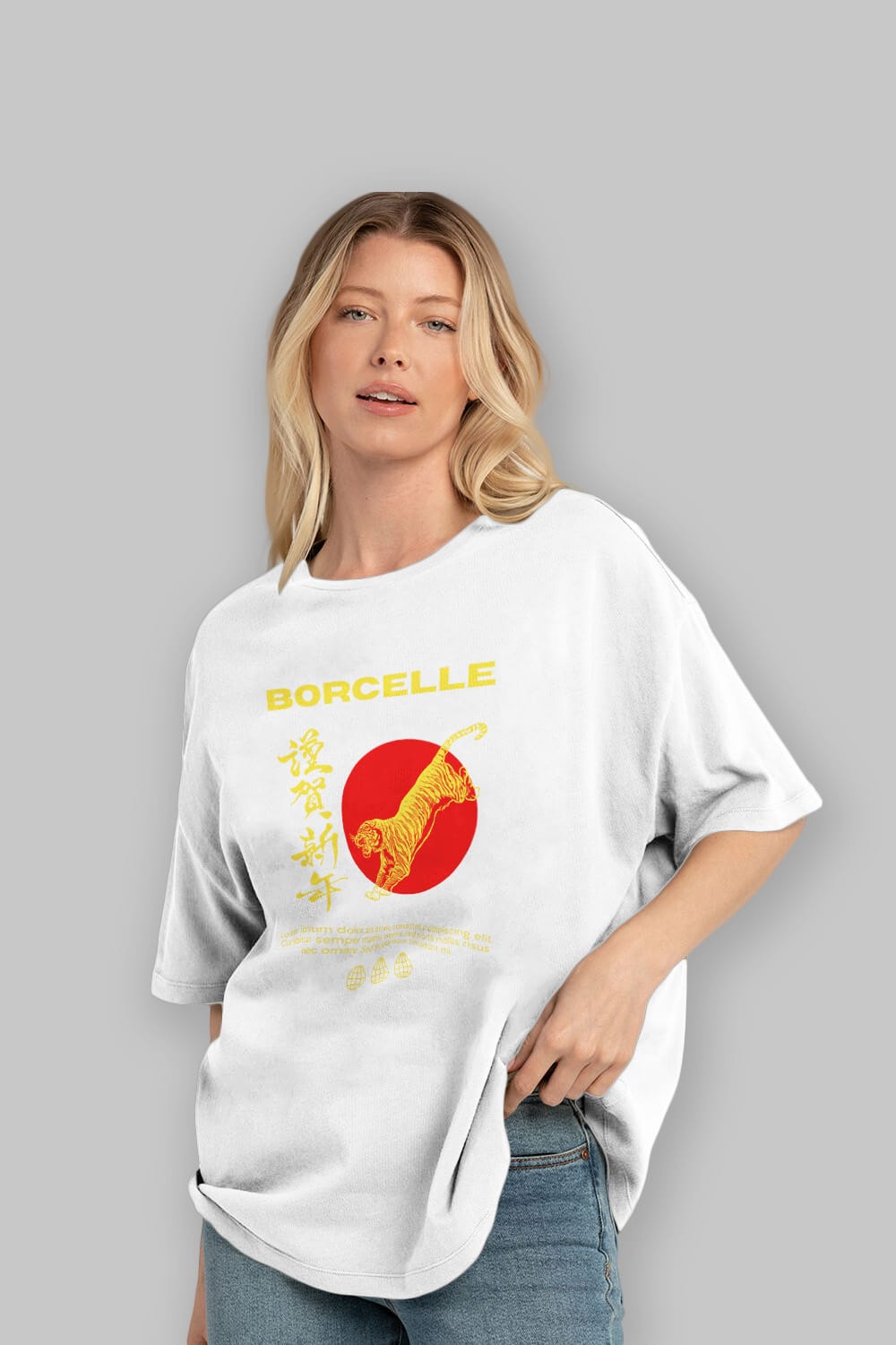 Borcelle Tiger Streetwear Ön Baskılı Oversize t-shirt Erkek Kadın Unisex