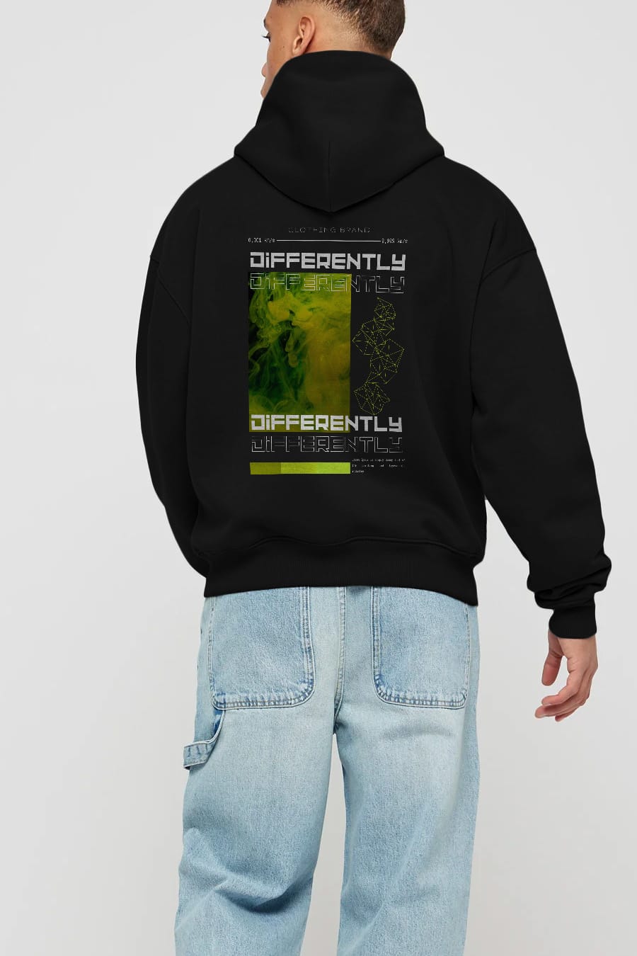 Differently Yazılı Arka Baskılı Oversize Hoodie Kapüşonlu Sweatshirt Erkek Kadın Unisex