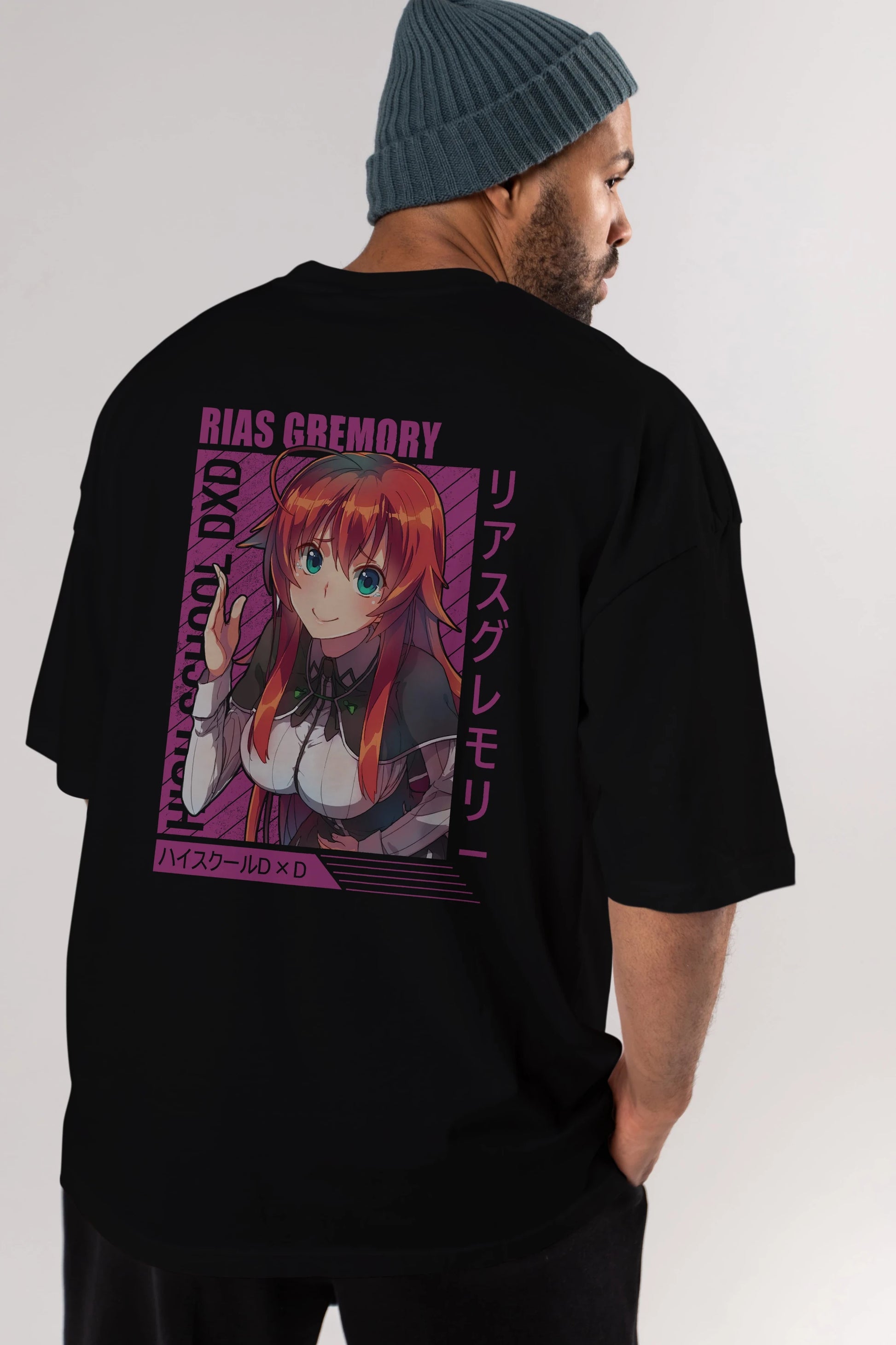 Rias Gremory 10 Anime Arka Baskılı Oversize t-shirt Erkek Kadın Unisex
