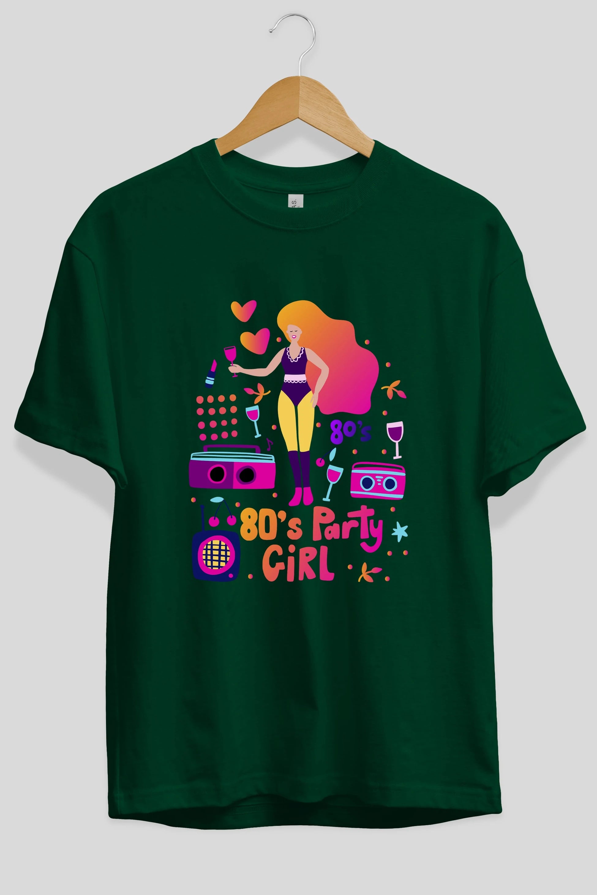 Retro Girl Party Ön Baskılı Oversize t-shirt Erkek Kadın Unisex