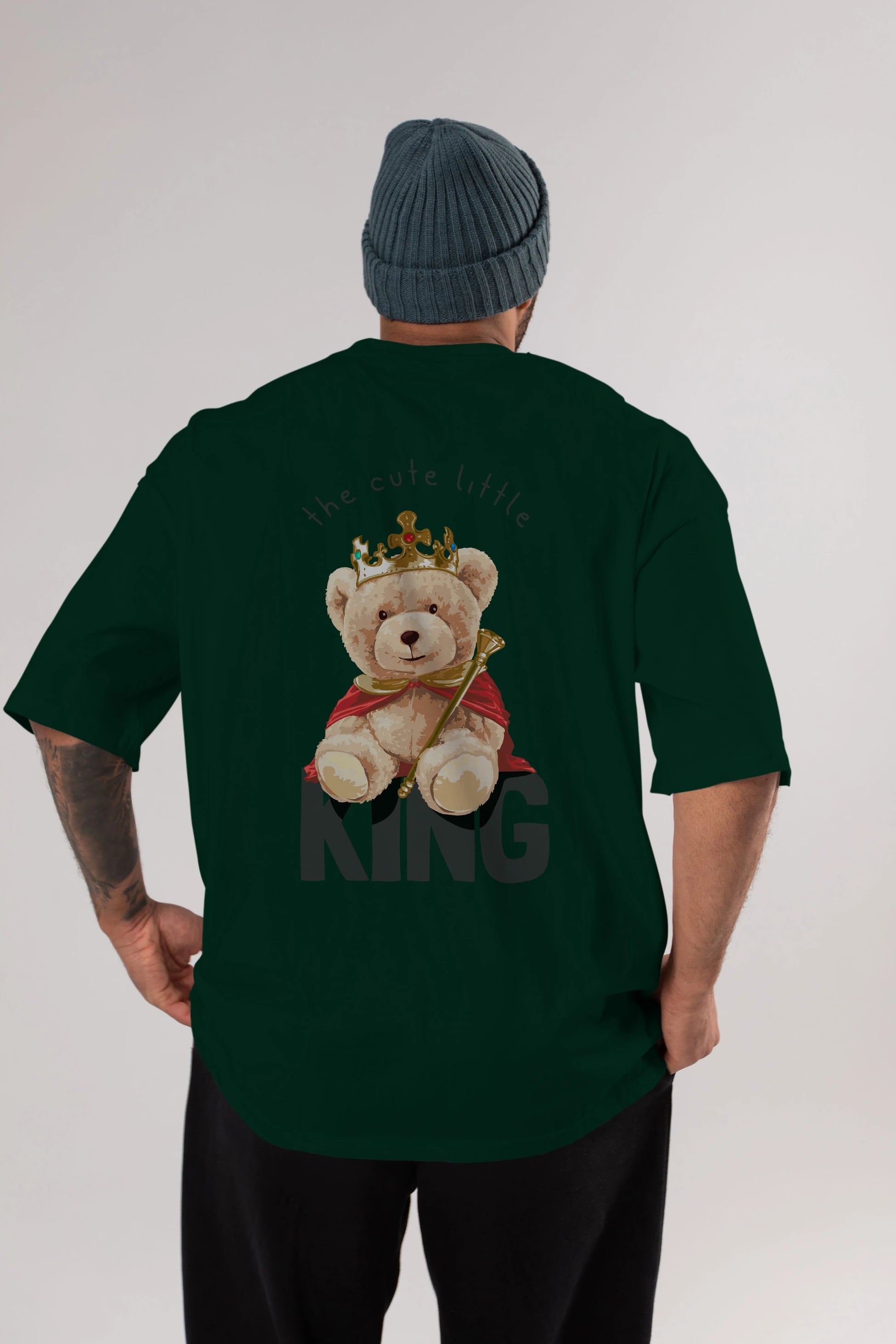 Teddy Bear King Arka Baskılı Oversize t-shirt Erkek Kadın Unisex %100 Pamuk