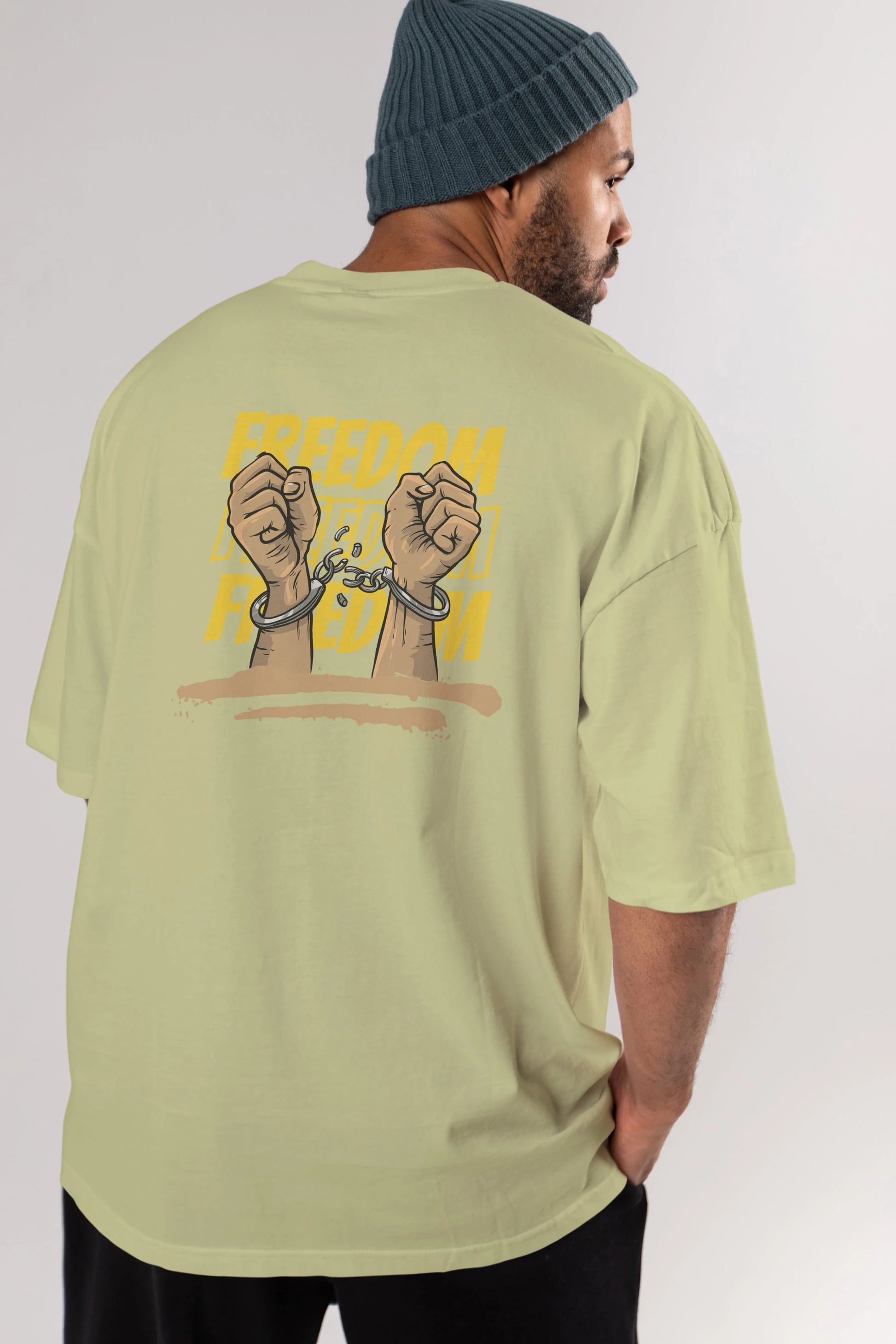 Freedom Yazılı Arka Baskılı Oversize t-shirt Erkek Kadın Unisex