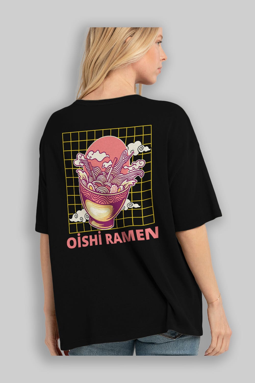 Oishi Ramen Yazılı Arka Baskılı Oversize t-shirt Erkek Kadın Unisex