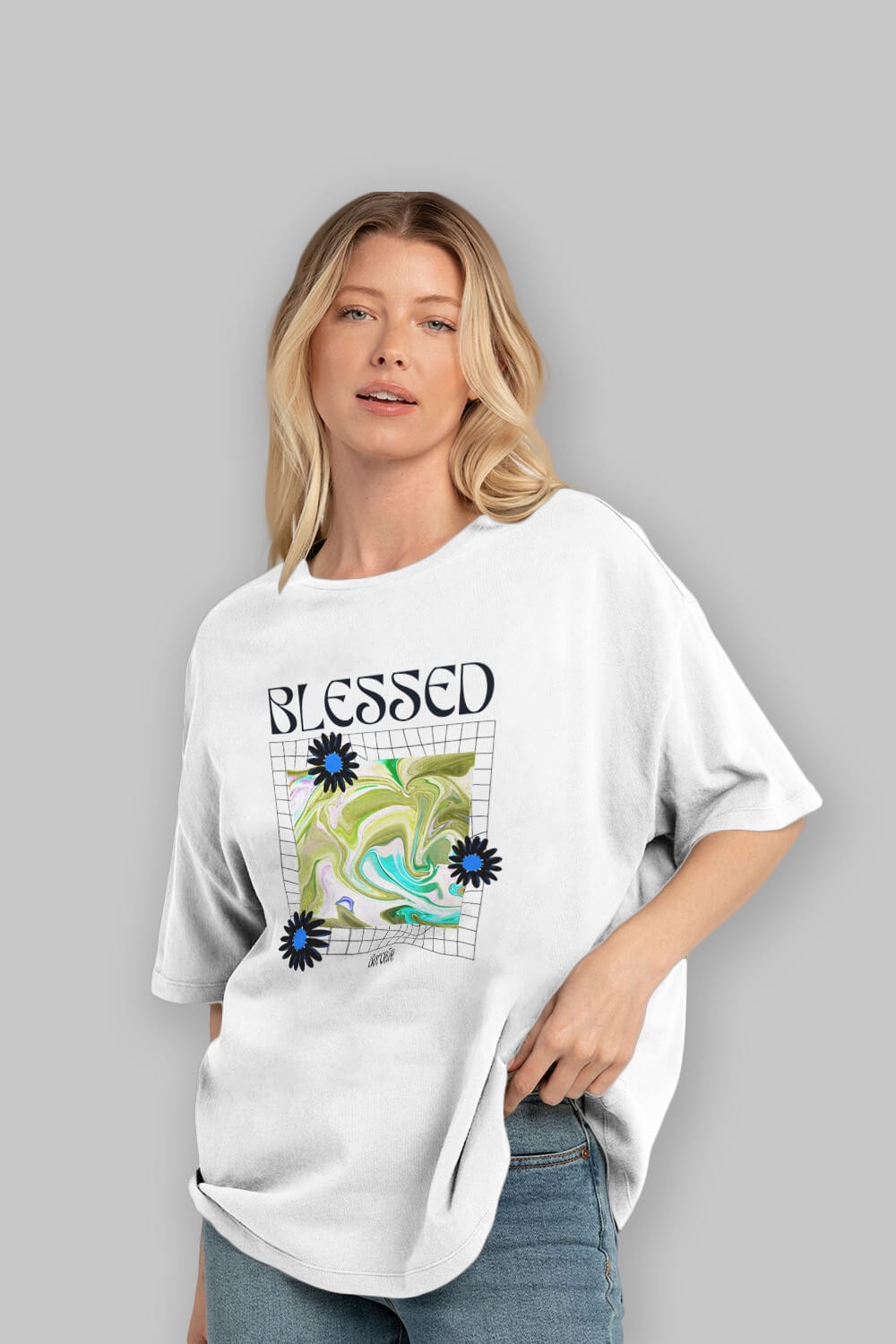 Blessed Ön Baskılı Oversize t-shirt Erkek Kadın Unisex