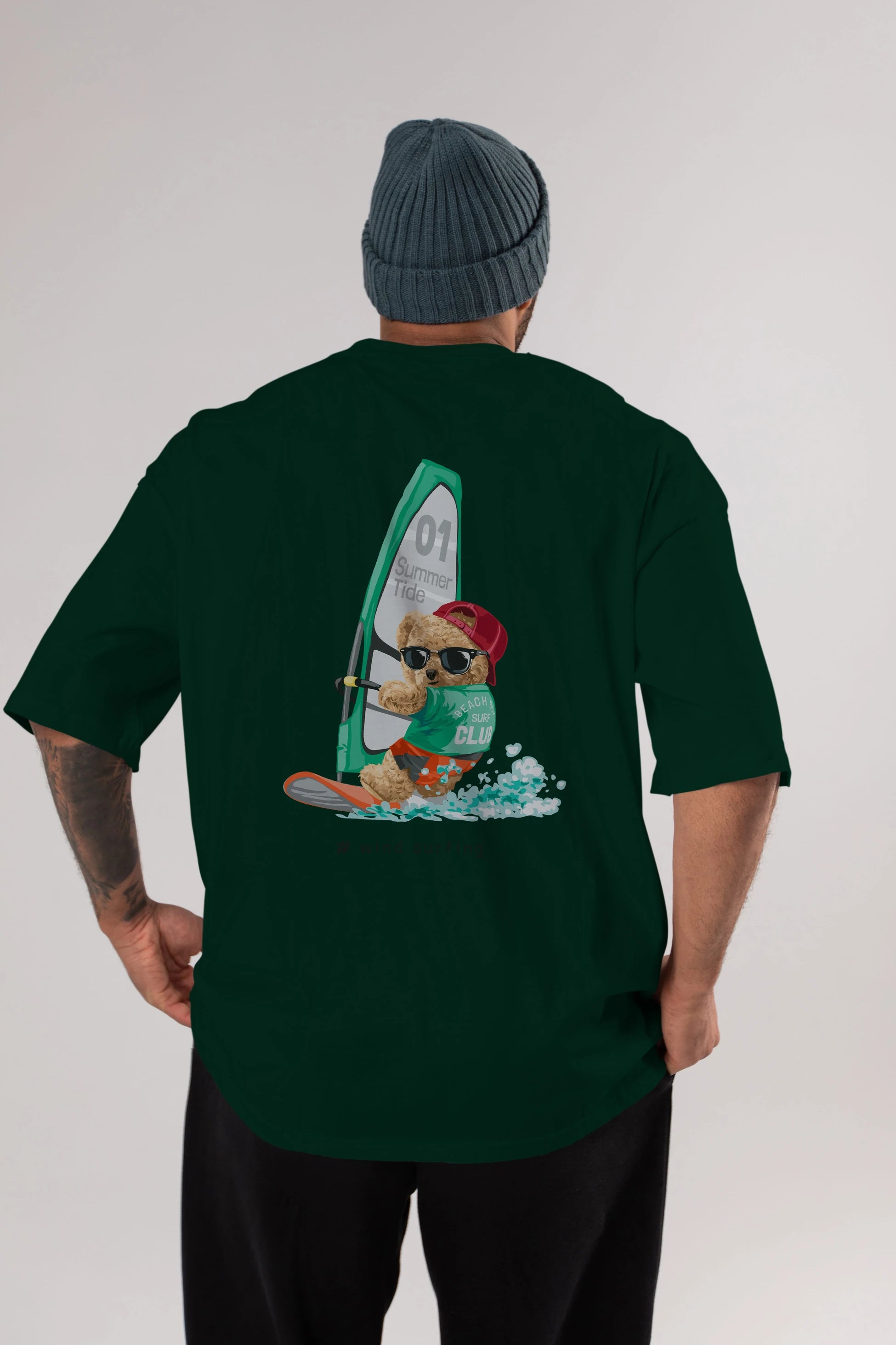 Teddy Bear Summer Tide Arka Baskılı Oversize t-shirt Erkek Kadın Unisex %100 Pamuk