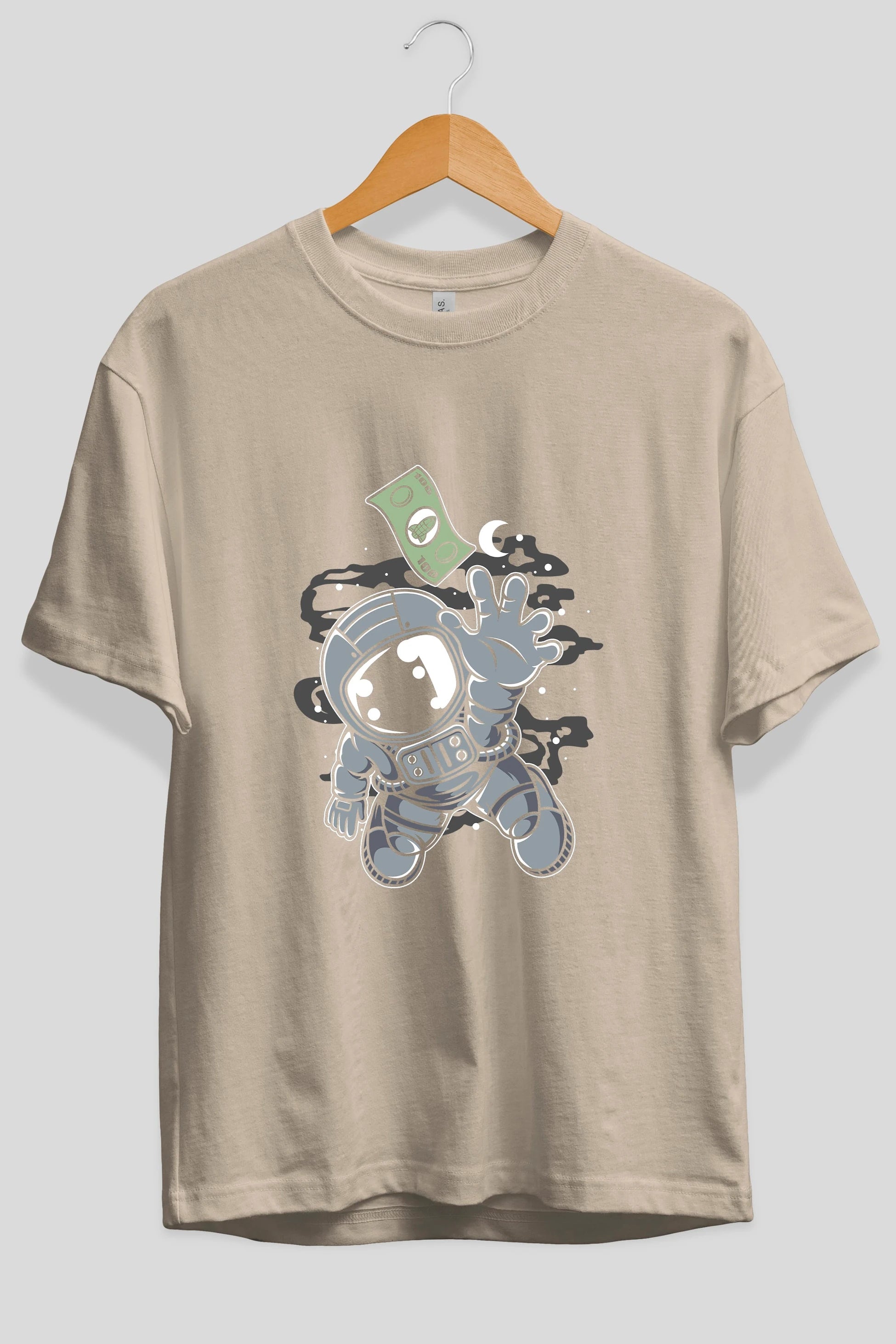 Astronaut Dollar Ön Baskılı Oversize t-shirt Erkek Kadın Unisex