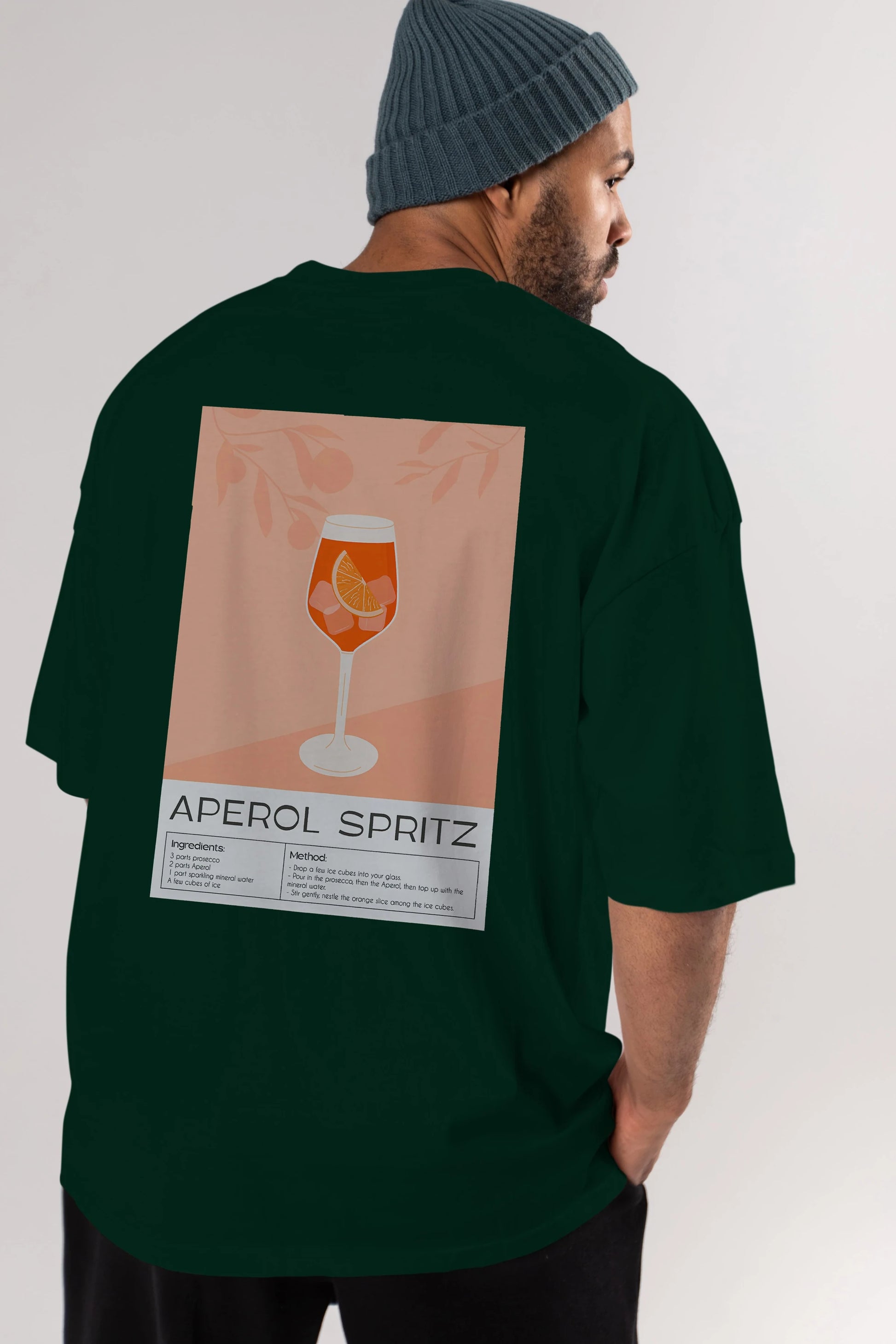 Aperol Spritz 7 Arka Baskılı Oversize t-shirt Erkek Kadın Unisex %100 Pamuk Bisiklet Yaka tişort