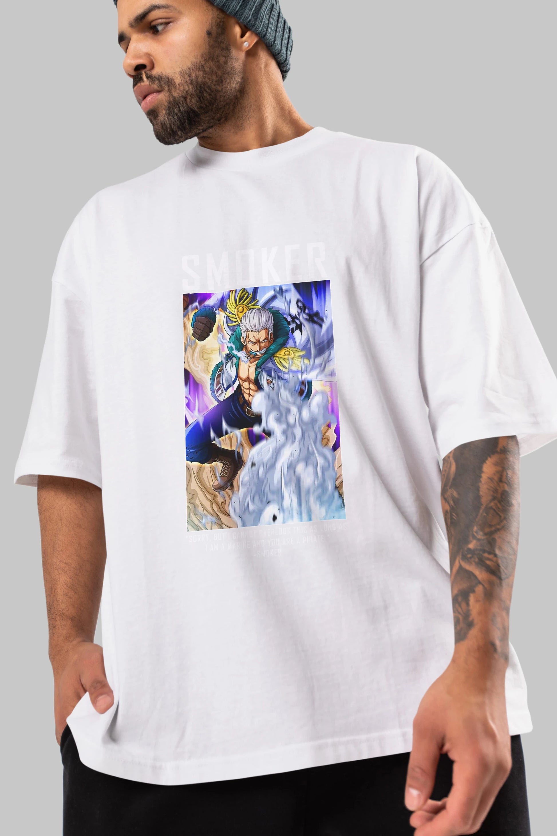 Smoker Anime Ön Baskılı Oversize t-shirt Erkek Kadın Unisex