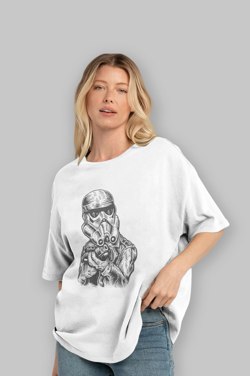 Punktrooper Ön Baskılı Oversize t-shirt Erkek Kadın Unisex %100 Pamuk tişort