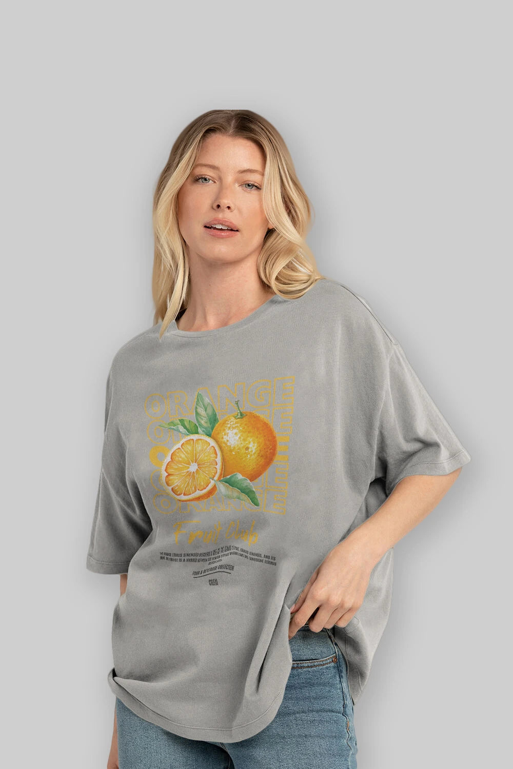 Orange Ön Baskılı Oversize t-shirt Erkek Kadın Pamuk Bisiklet Yaka tişort