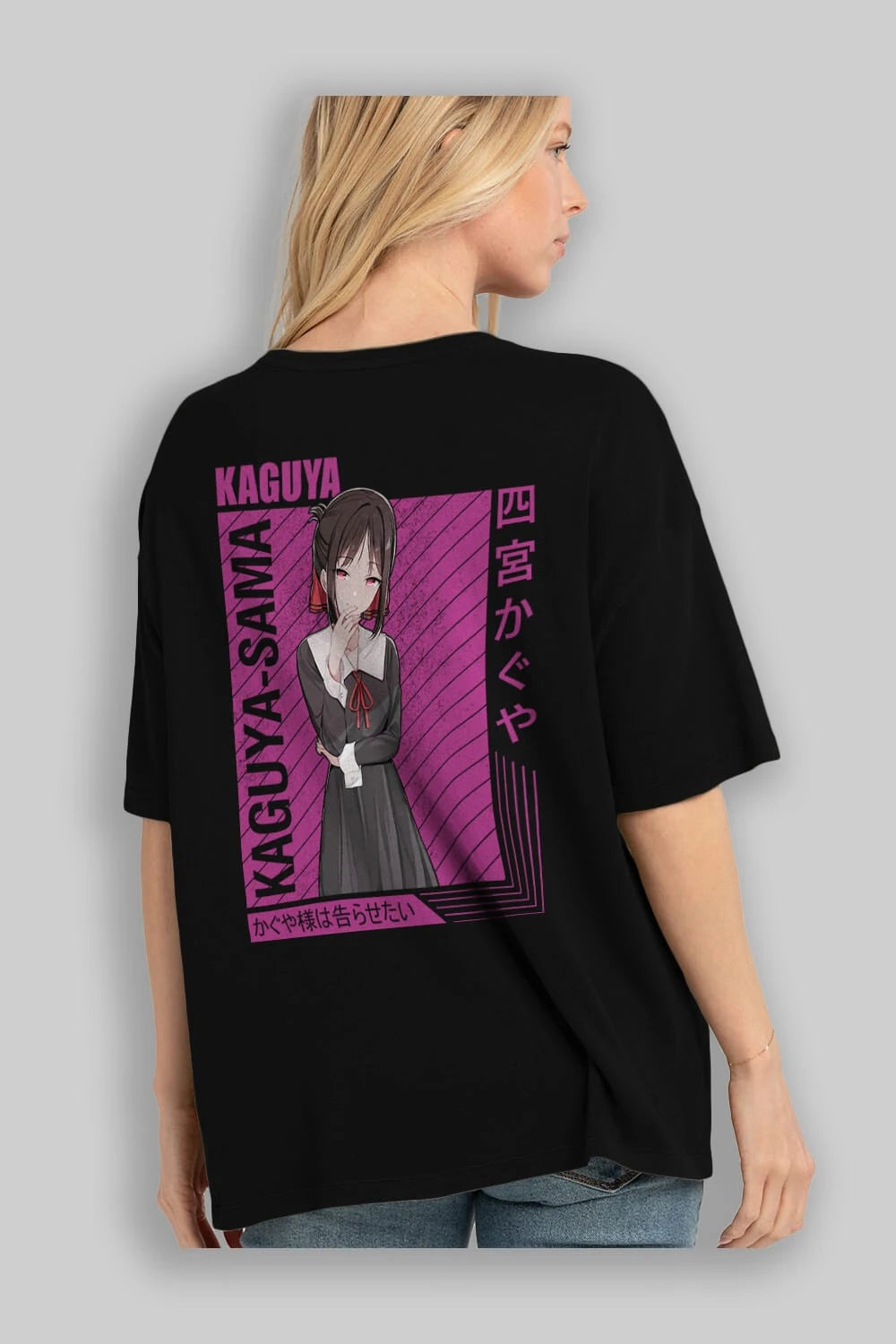 Kaguya Shinomiya 4 1 Anime Arka Baskılı Oversize t-shirt Erkek Kadın Unisex