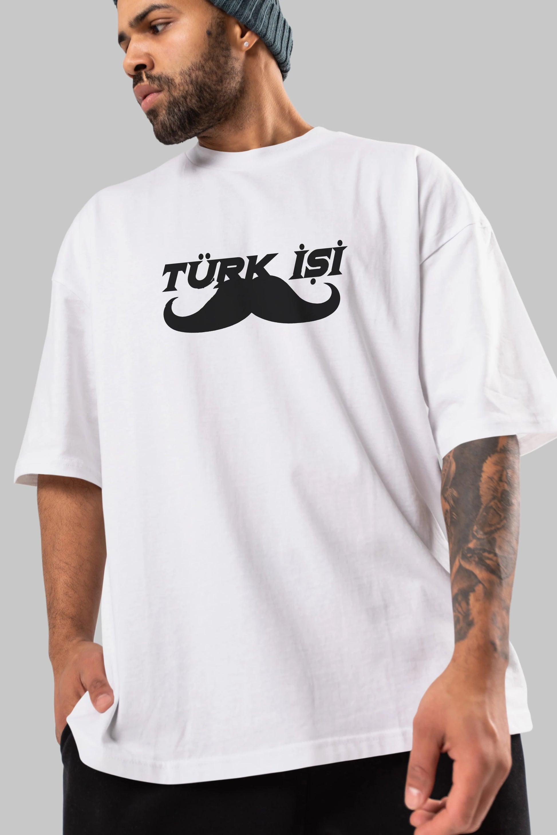 Türk İşi Ön Baskılı Oversize t-shirt %100 pamuk Erkek Kadın Unisex