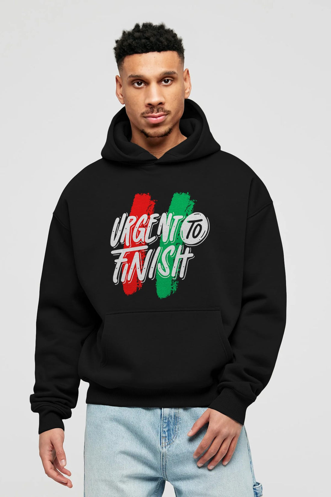 Urgent To Finish Ön Baskılı Oversize Hoodie Kapüşonlu Sweatshirt Erkek Kadın Unisex