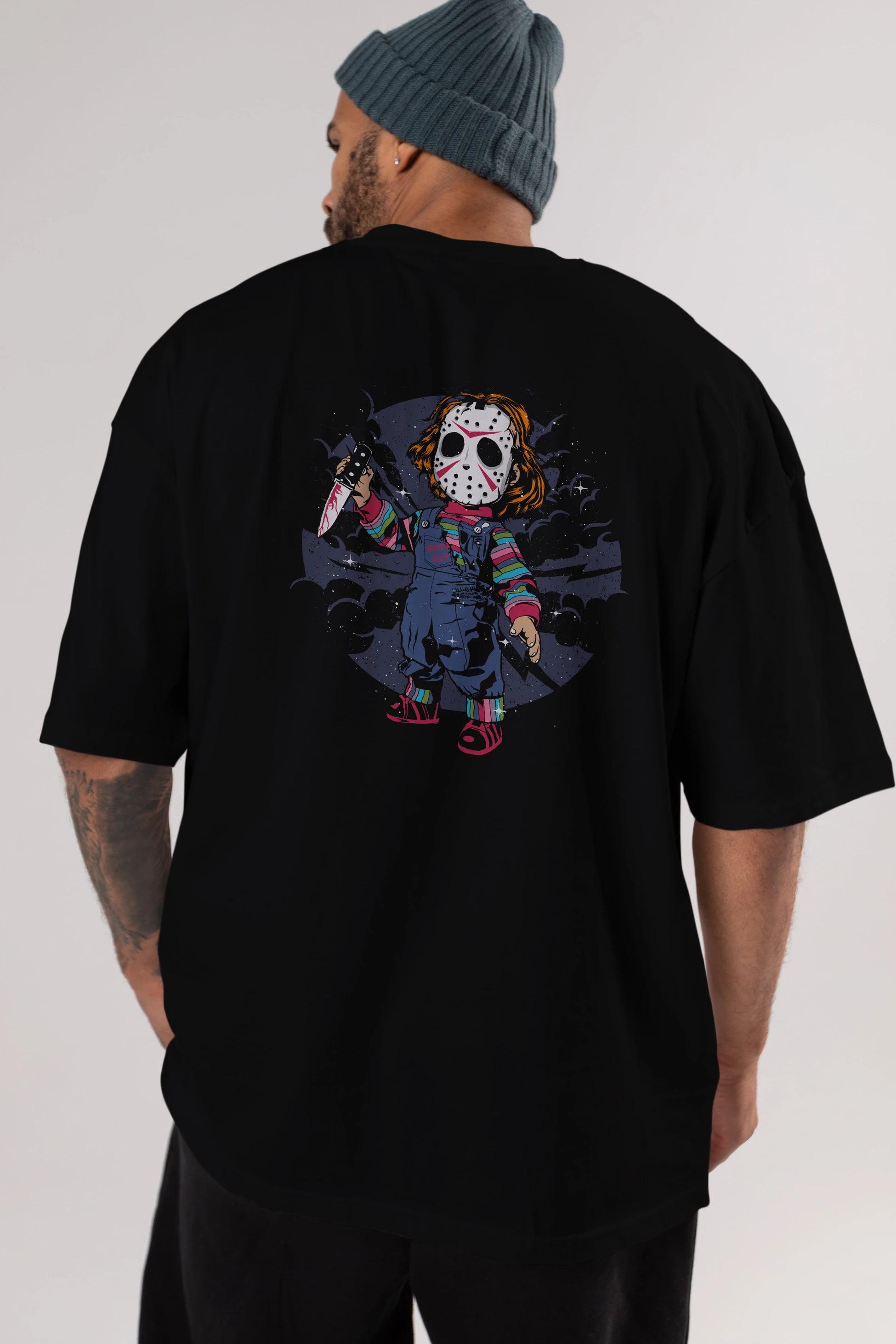 Chucky Arka Baskılı Oversize t-shirt Erkek Kadın Unisex %100 Pamuk