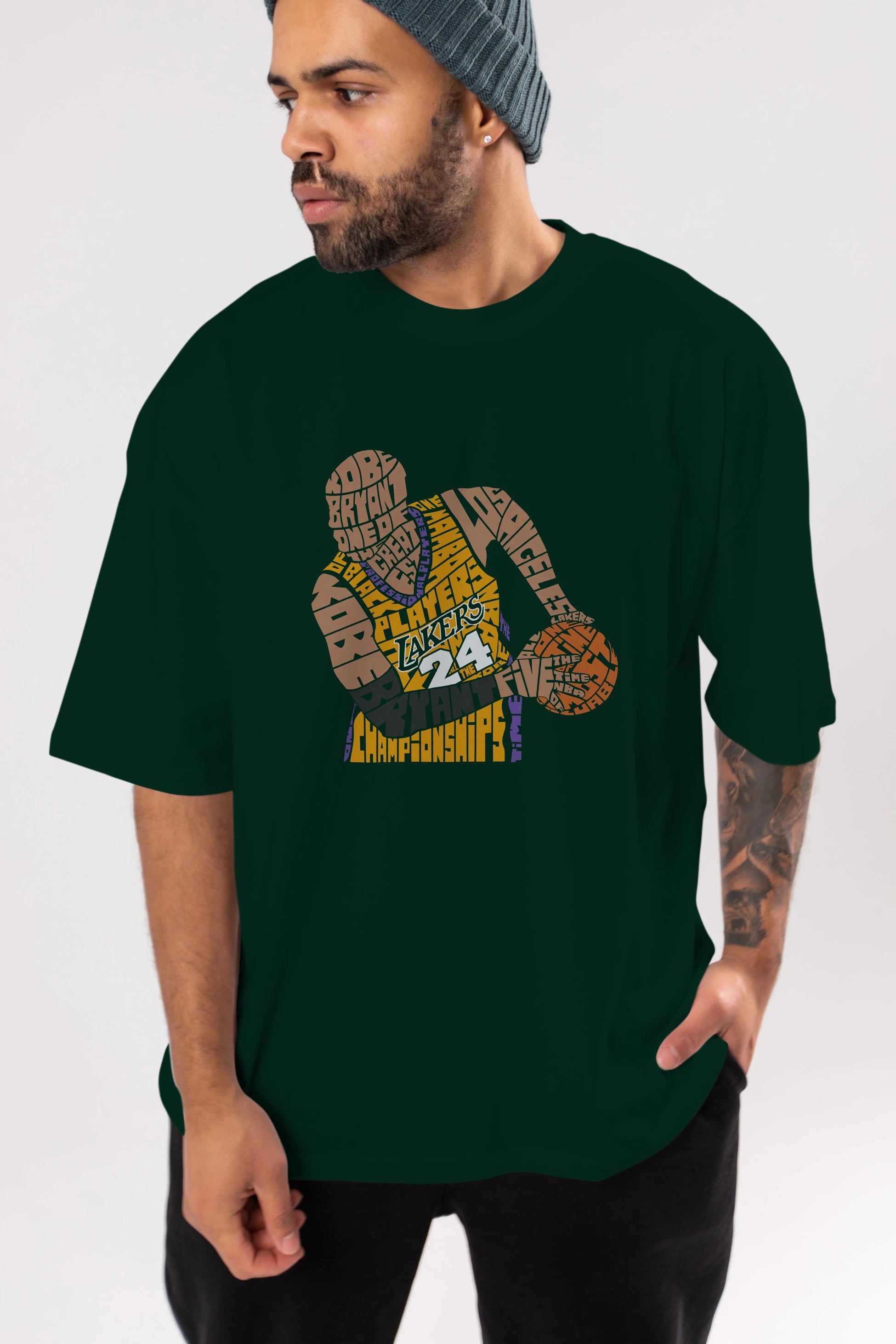 Kobe Bryant Ön Baskılı Oversize t-shirt %100 pamuk Erkek Kadın Unisex