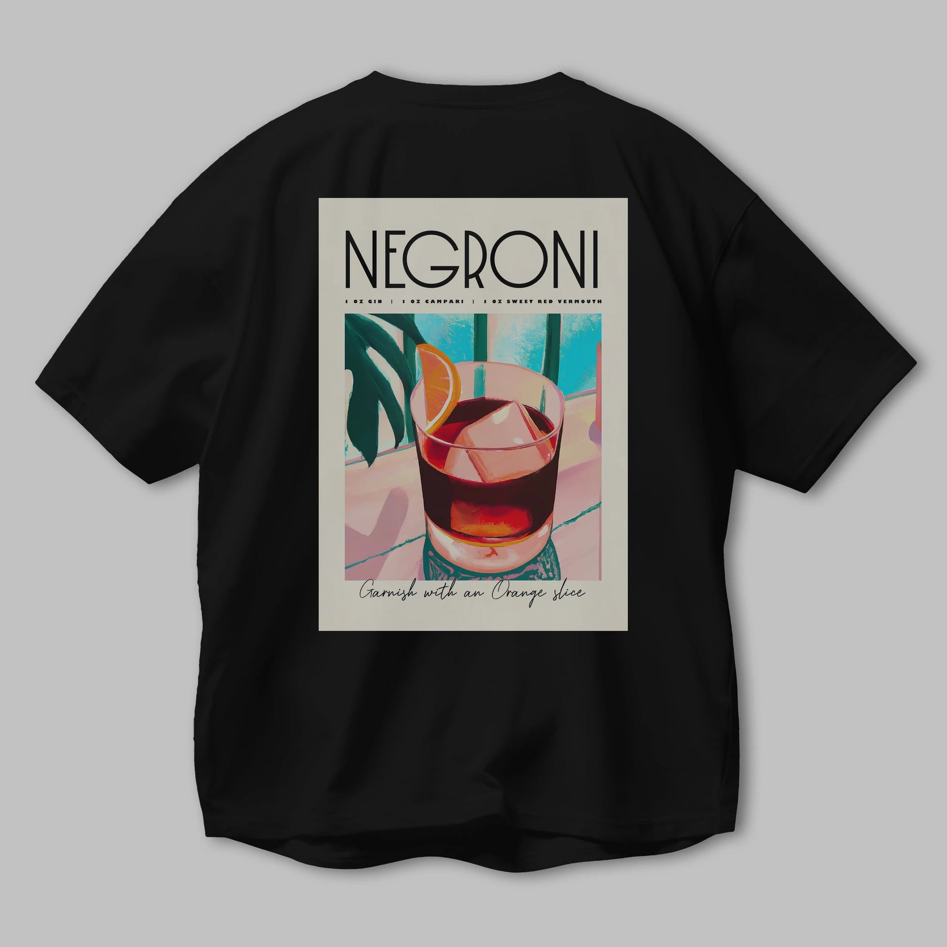 Negroni 4 Arka Baskılı Oversize t-shirt Erkek Kadın Unisex %100 Pamuk Bisiklet Yaka tişort