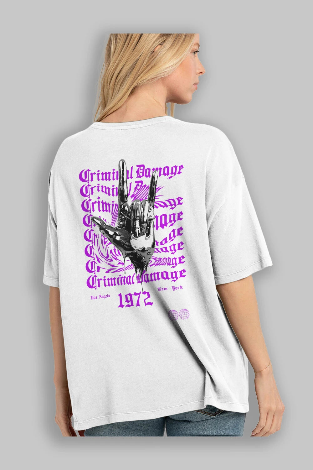 Criminal Damage 2 Arka Baskılı Oversize t-shirt Erkek Kadın Unisex