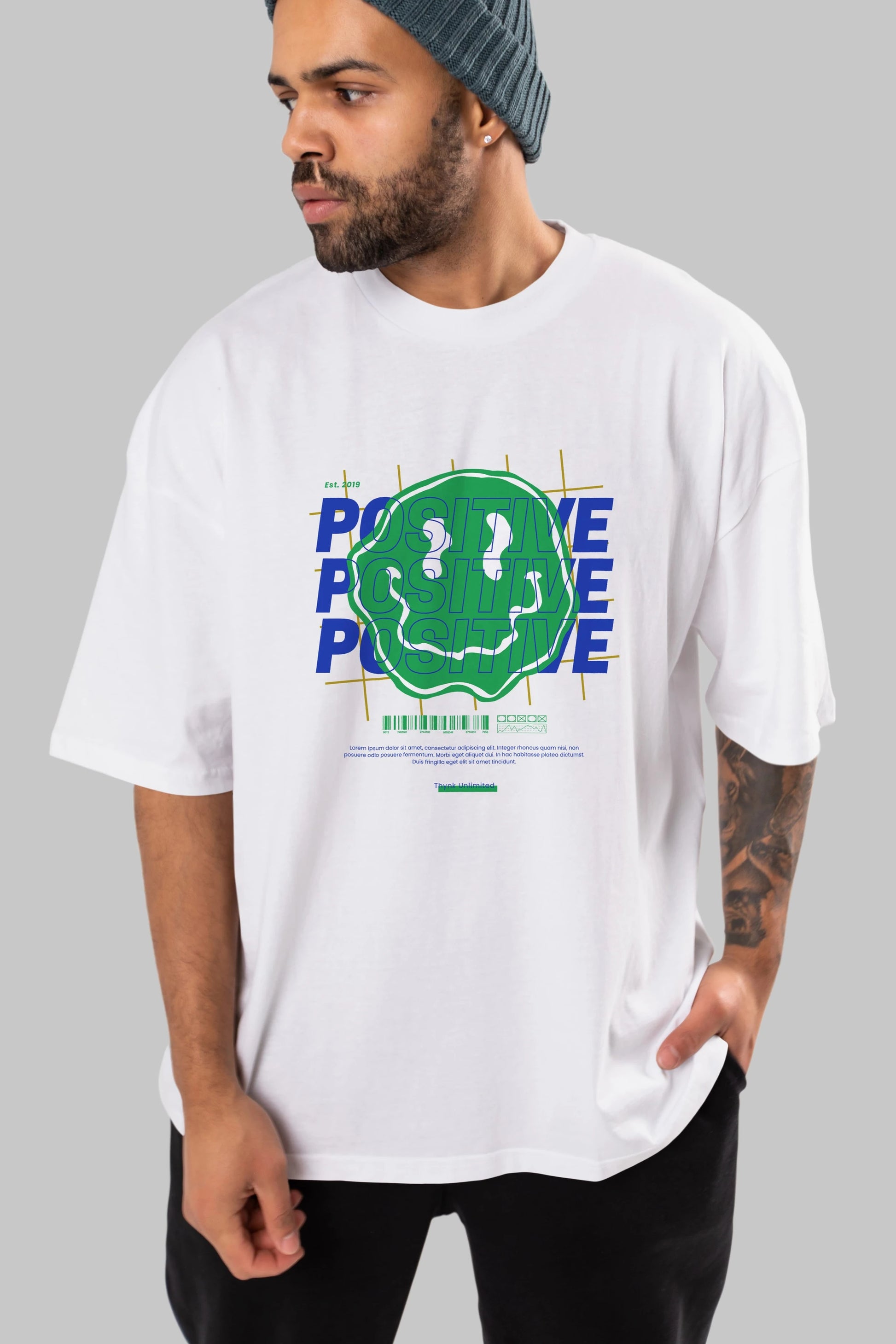 Positive 2 Ön Baskılı Oversize t-shirt Erkek Kadın Unisex