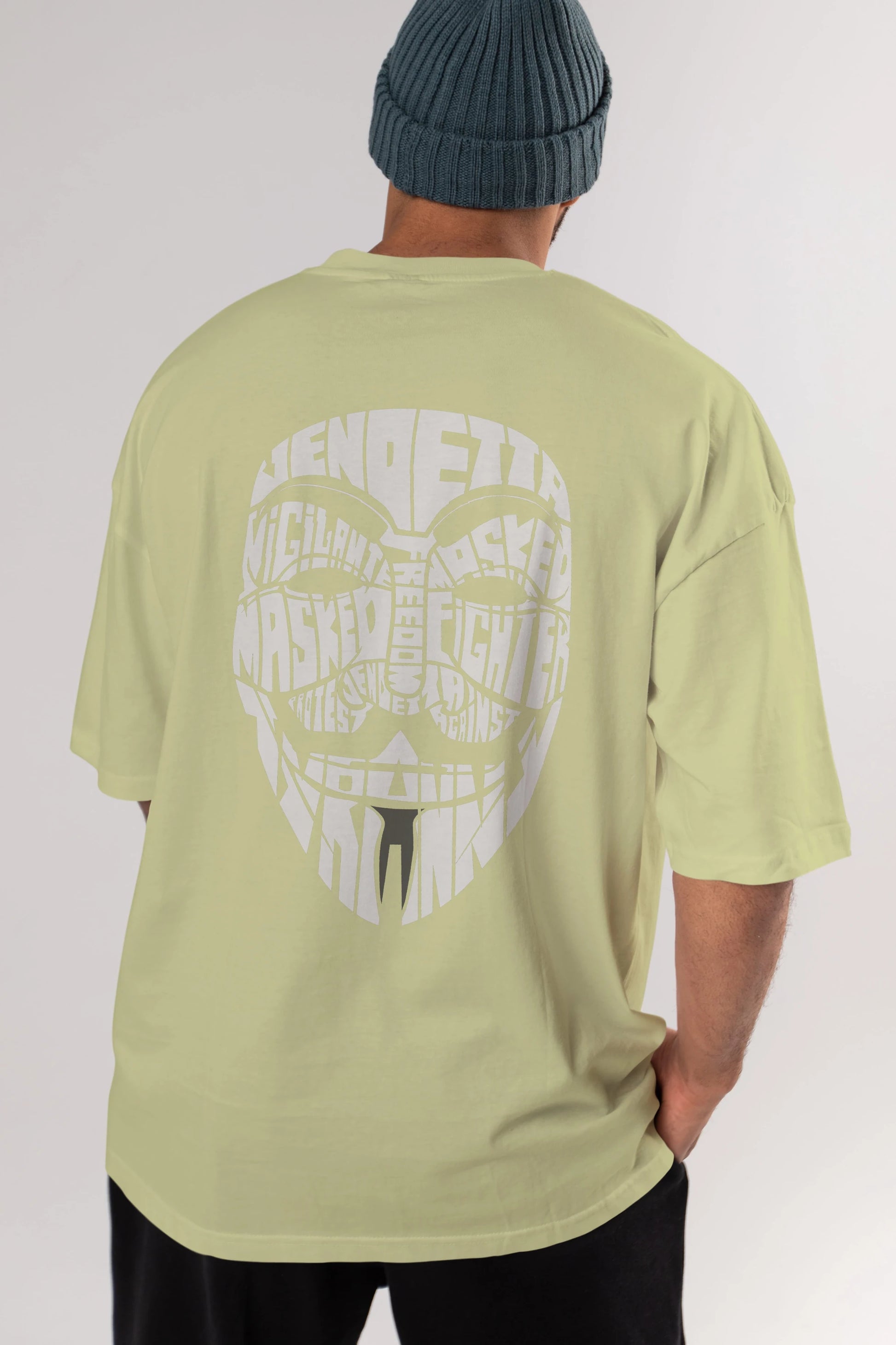 Vendetta Arka Baskılı Oversize t-shirt %100 pamuk Erkek Kadın Unisex