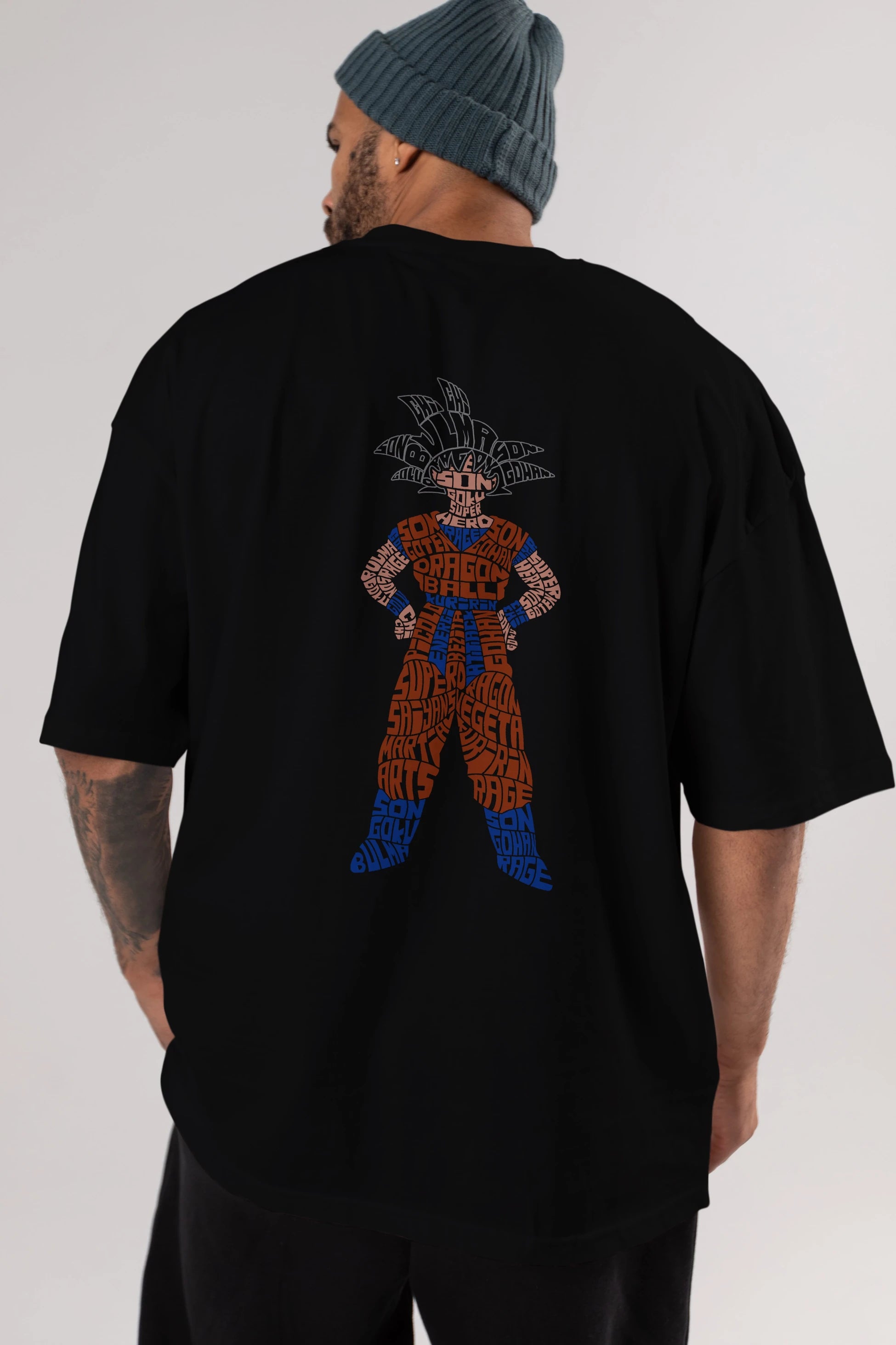 Goku Arka Baskılı Oversize t-shirt %100 pamuk Erkek Kadın Unisex